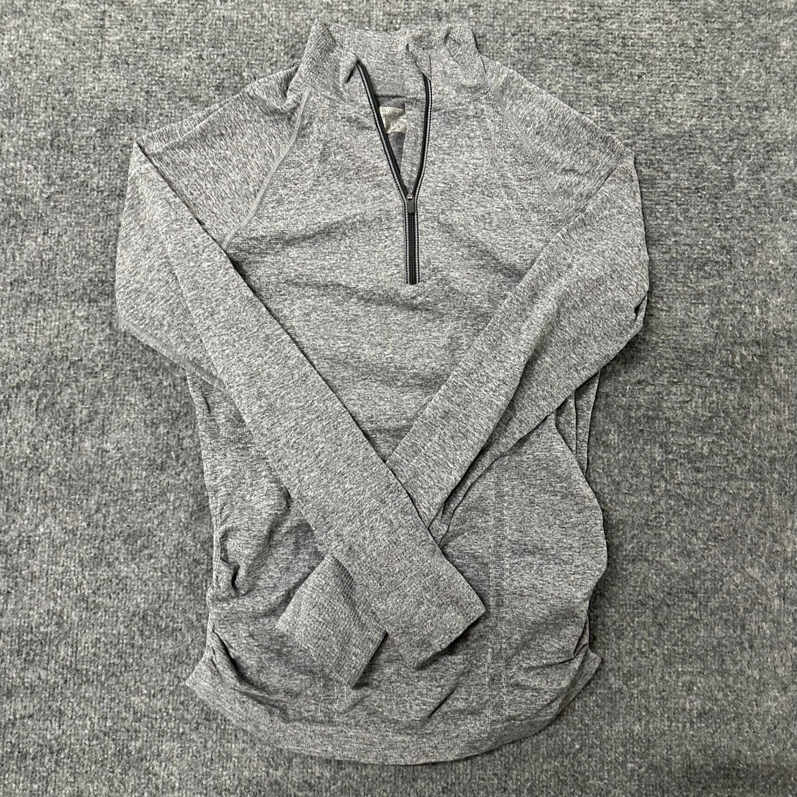 Athleta Pullover Womens Size S Gray Space Dye Quarter Zip Ruched Athletic Top Athleta Pullover Womens Size S Gray Space Dye Quarter Zip Ruched Athletic Top