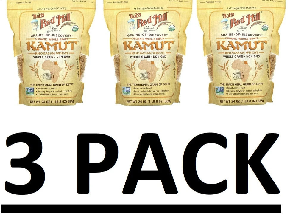 3 PACK - Bob\'s Red Mill Organic Whole Grain Kamut 24 oz Pkg (Total 4.5 lb) 3 PACK - Bob\'s Red Mill Organic Whole Grain Kamut 24 oz Pkg (Total 4.5 lb)