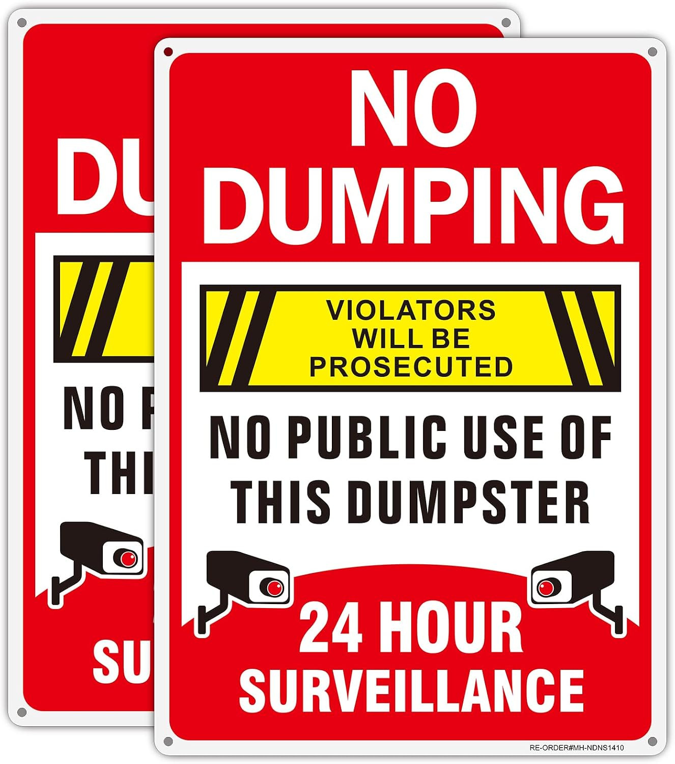 No Dumping Signs-2 Pack, 14X10Inch Aluminum No Public Use of Dumpster Sign, No No Dumping Signs-2 Pack, 14X10Inch Aluminum No Public Use of Dumpster Sign, No