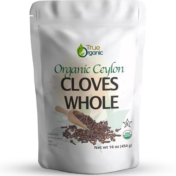 True Organic Ceylon Cloves Whole, 1 lb, Premium Grade, USDA Organic & Kosher Cer
