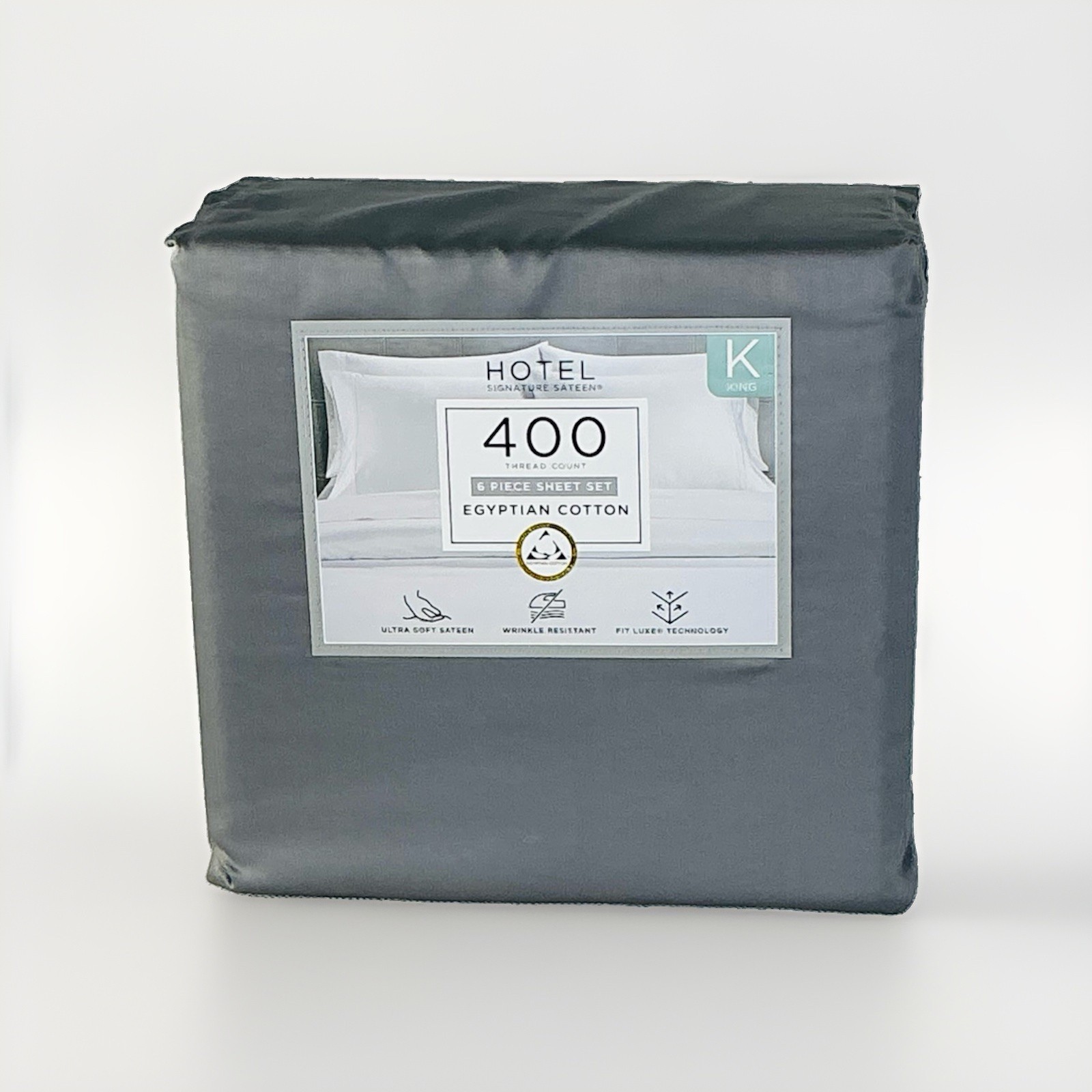 Hotel Signature Egyptian Cotton 400 Thread Count 6-Piece Sheet Set King Gray-PO