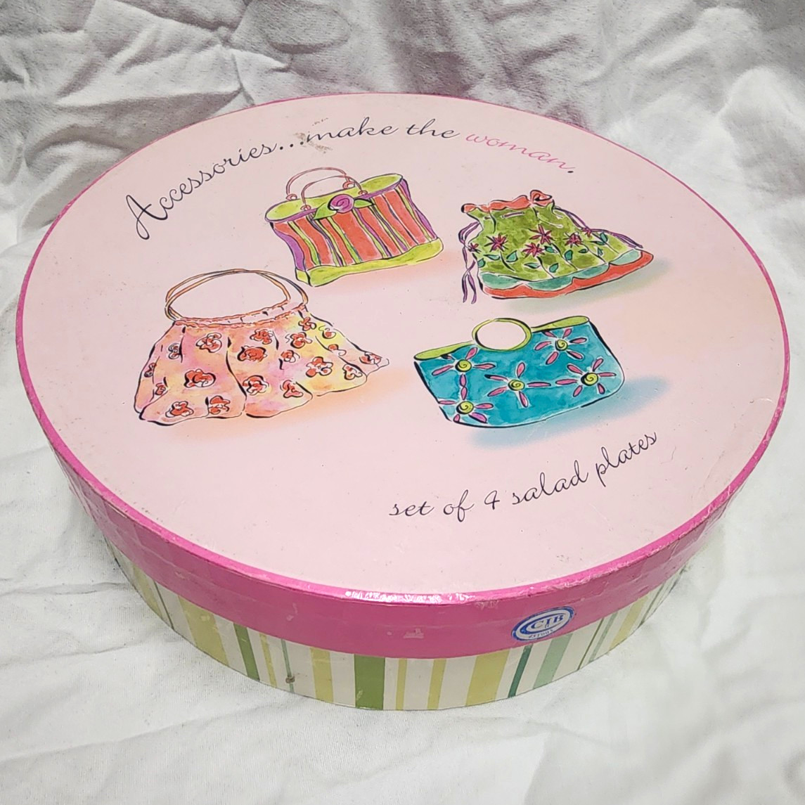 Rosanna Accessories Make The Woman Set of 4 Purse Salad Plates 8” w/ Box