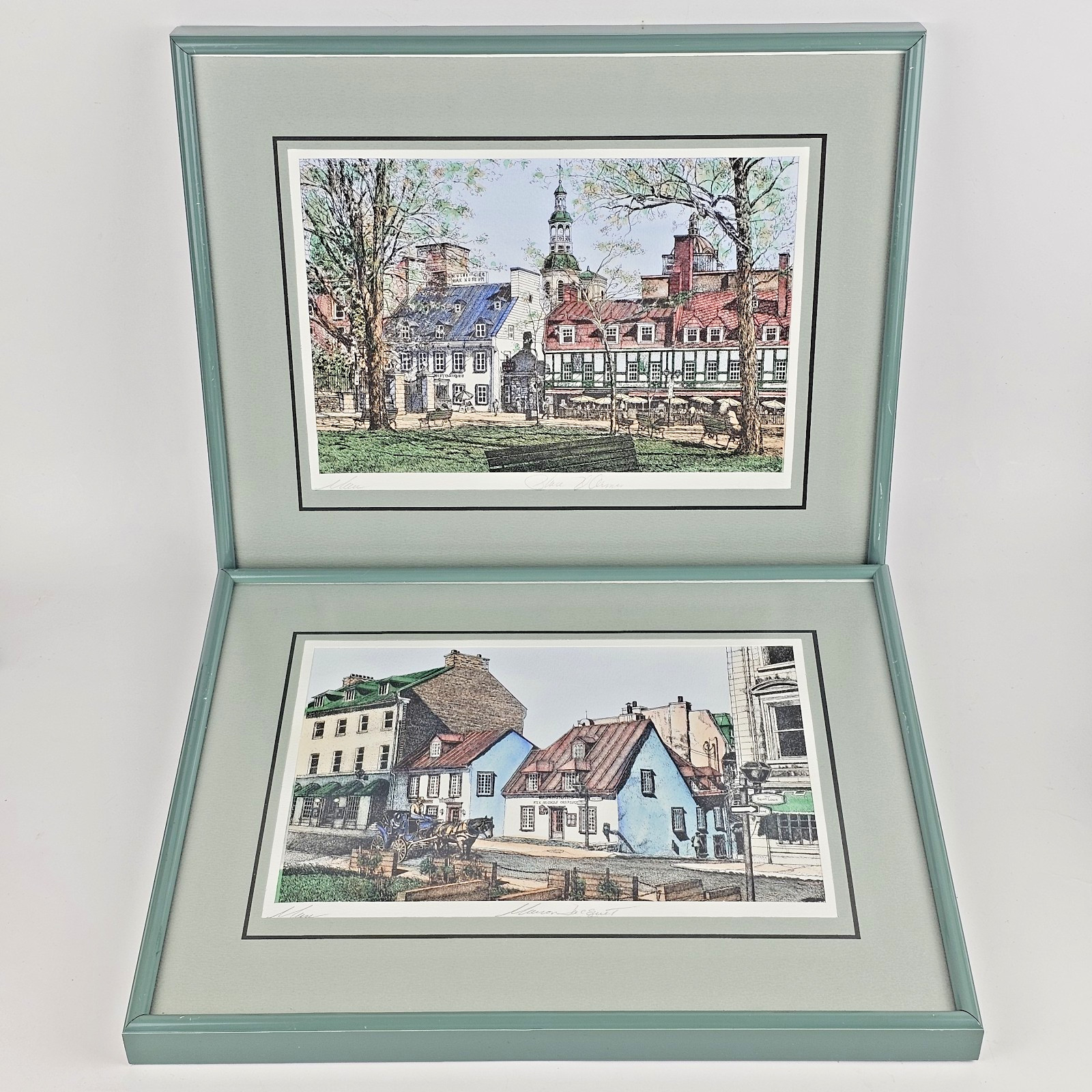 Vintage Limited Edition Quebec Lithograph Print Framed Set of 2 Vintage Limited Edition Quebec Lithograph Print Framed Set of 2