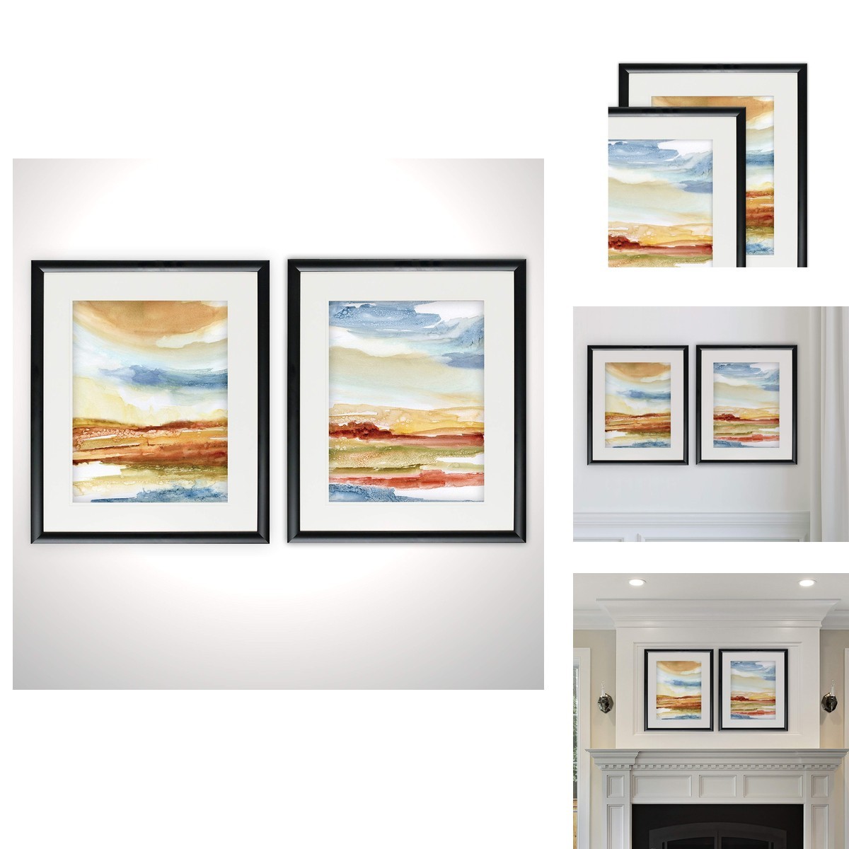 Renditions Gallery FSS-18575-18576 Puesta de Sol I 2 Piece Set Black 16'' x 20''
