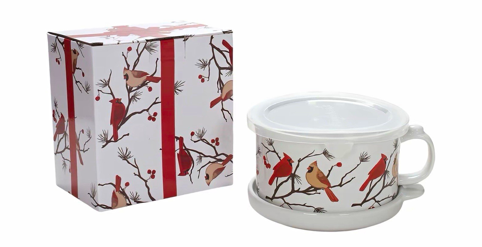 Temp-tations Birchwood 25 oz Meal Mug w Lid-It Cardinals Birds NIB Temp-tations Birchwood 25 oz Meal Mug w Lid-It Cardinals Birds NIB