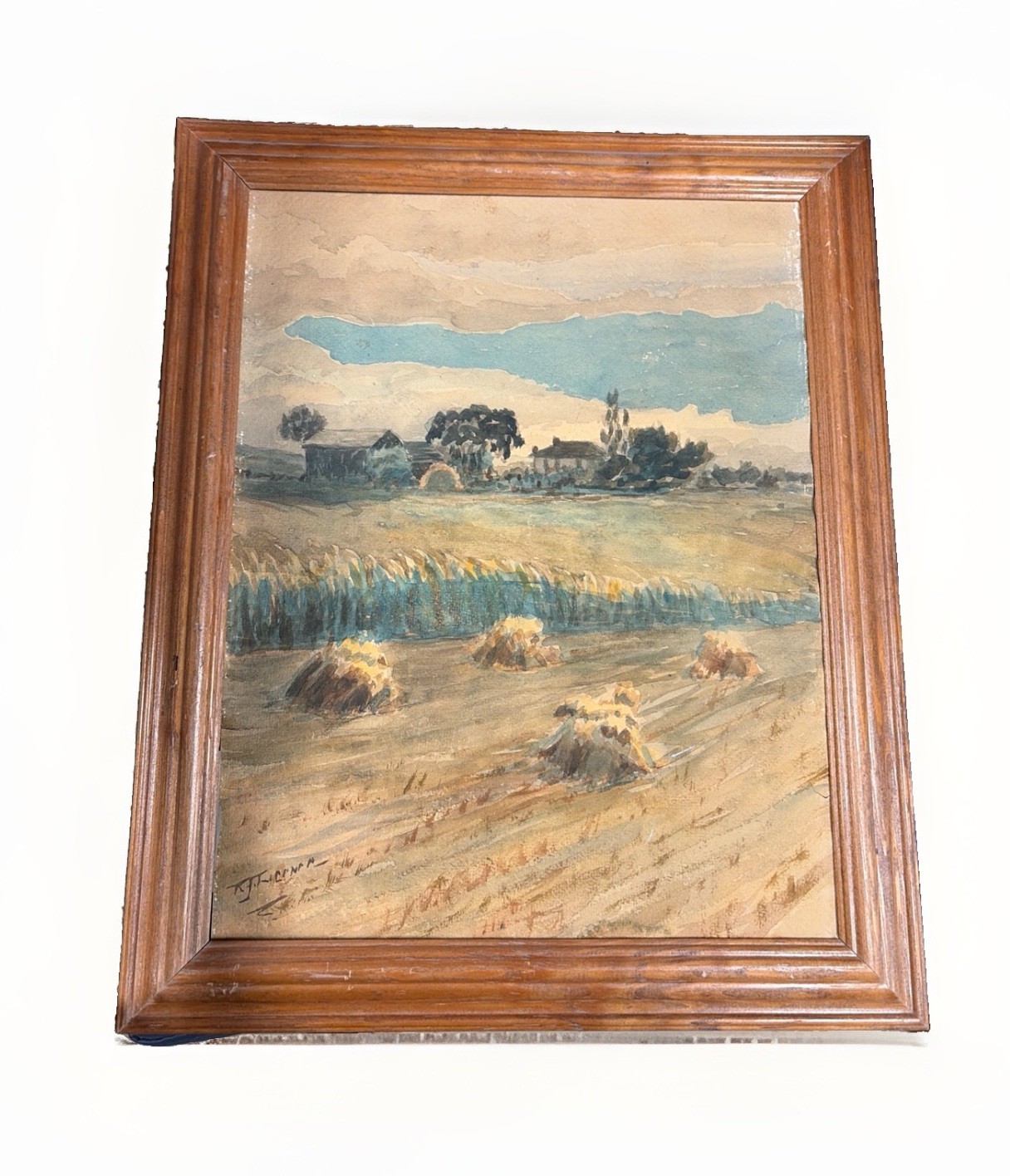 SWEET ANTIQUE LANDSCAPE IMPRESSIONIST WATERCOLOR PAINTING SIGNED & DATED 1875 NY SWEET ANTIQUE LANDSCAPE IMPRESSIONIST WATERCOLOR PAINTING SIGNED & DATED 1875 NY