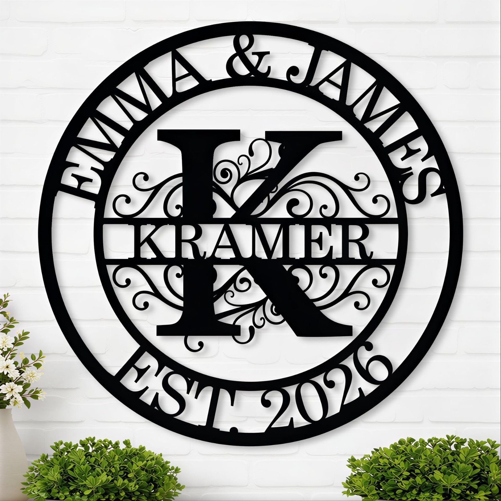 Custom Metal Name Sign - Personalized Split Letter Monogram Wall Art, Family Dec Custom Metal Name Sign - Personalized Split Letter Monogram Wall Art, Family Dec