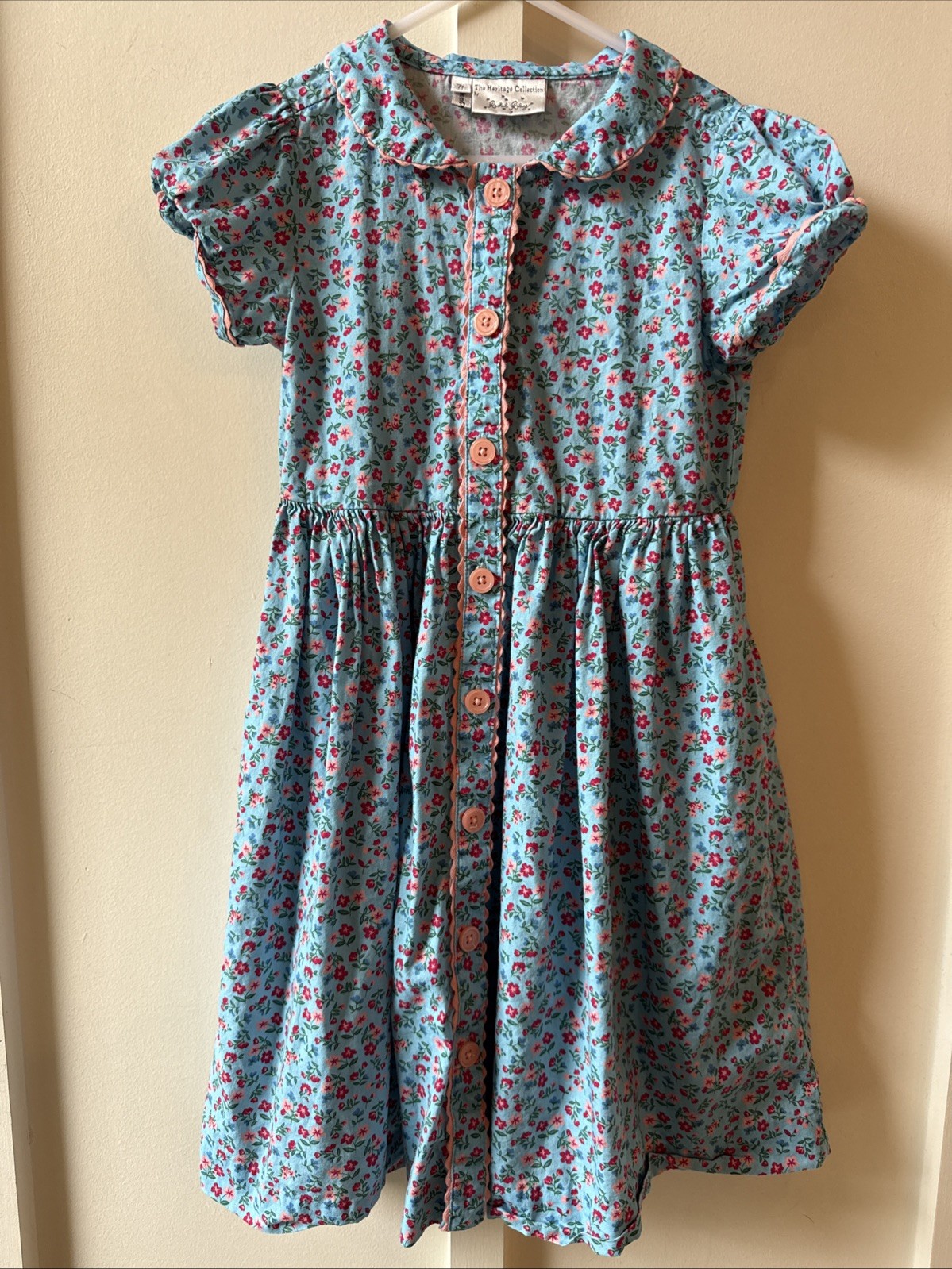The heritage Collection Rachel Riley Blue Floral Cotton Dress The heritage Collection Rachel Riley Blue Floral Cotton Dress