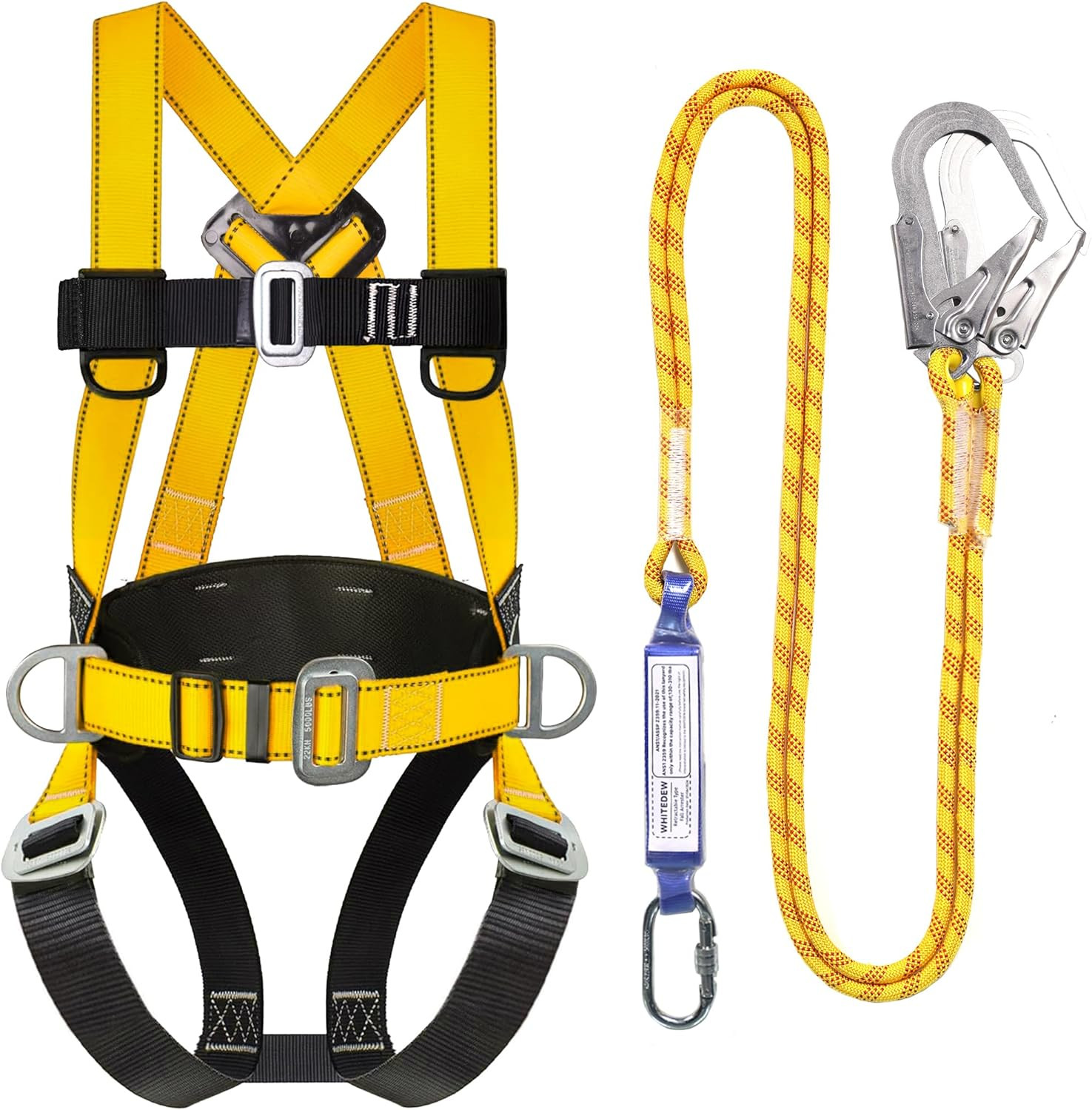 Safety Harness Fall Protection Kit with Shock Absorbing Lanyard, Roofing Work Safety Harness Fall Protection Kit with Shock Absorbing Lanyard, Roofing Work