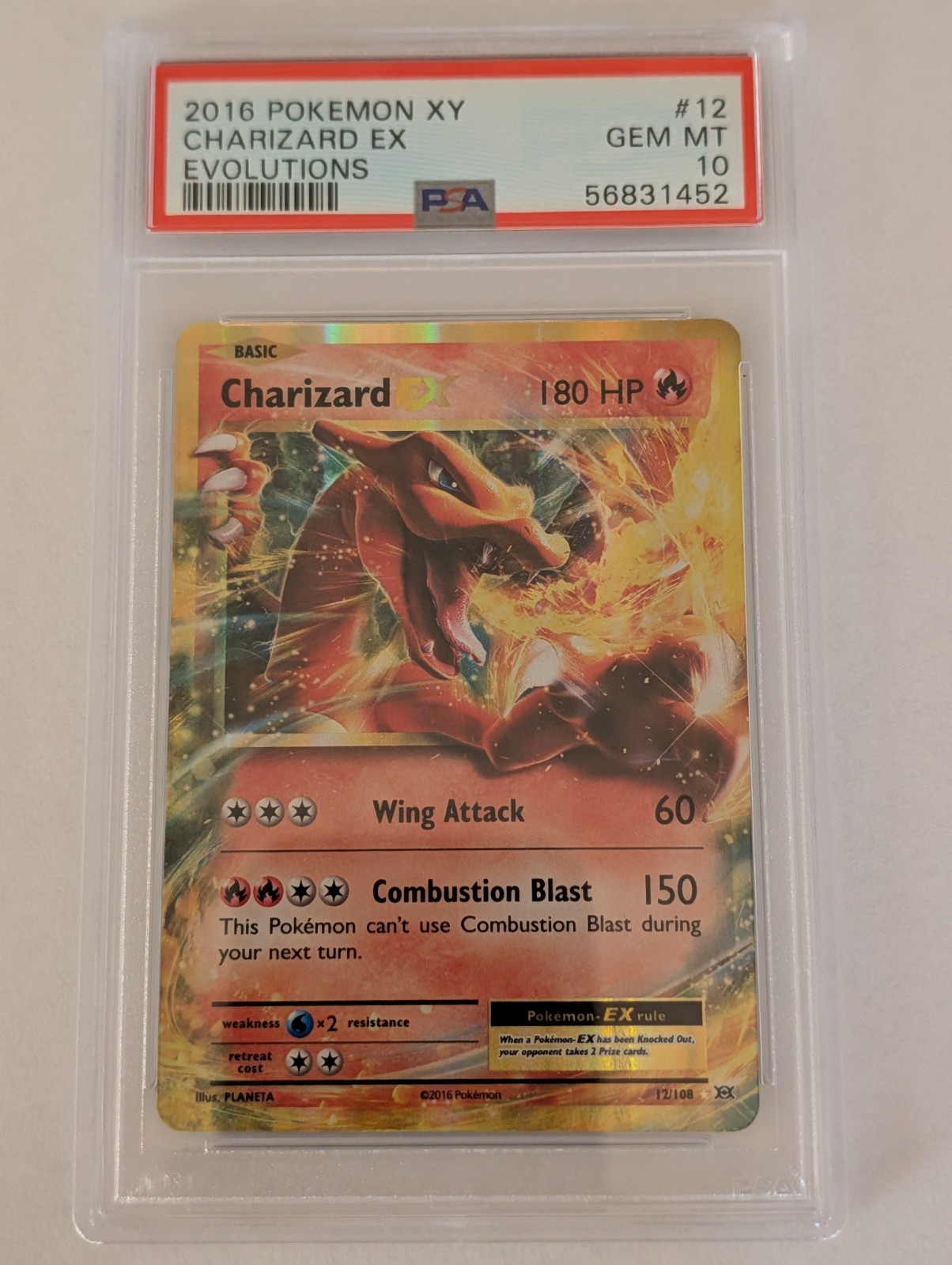 2016 Pokemon XY Evolutions Charizard EX Ultra Rare 012/108 PSA 10