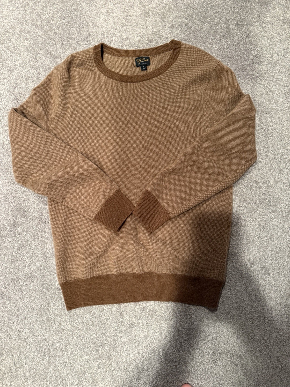 JCREW men’s small 100% cashmere sweater crew neck brown