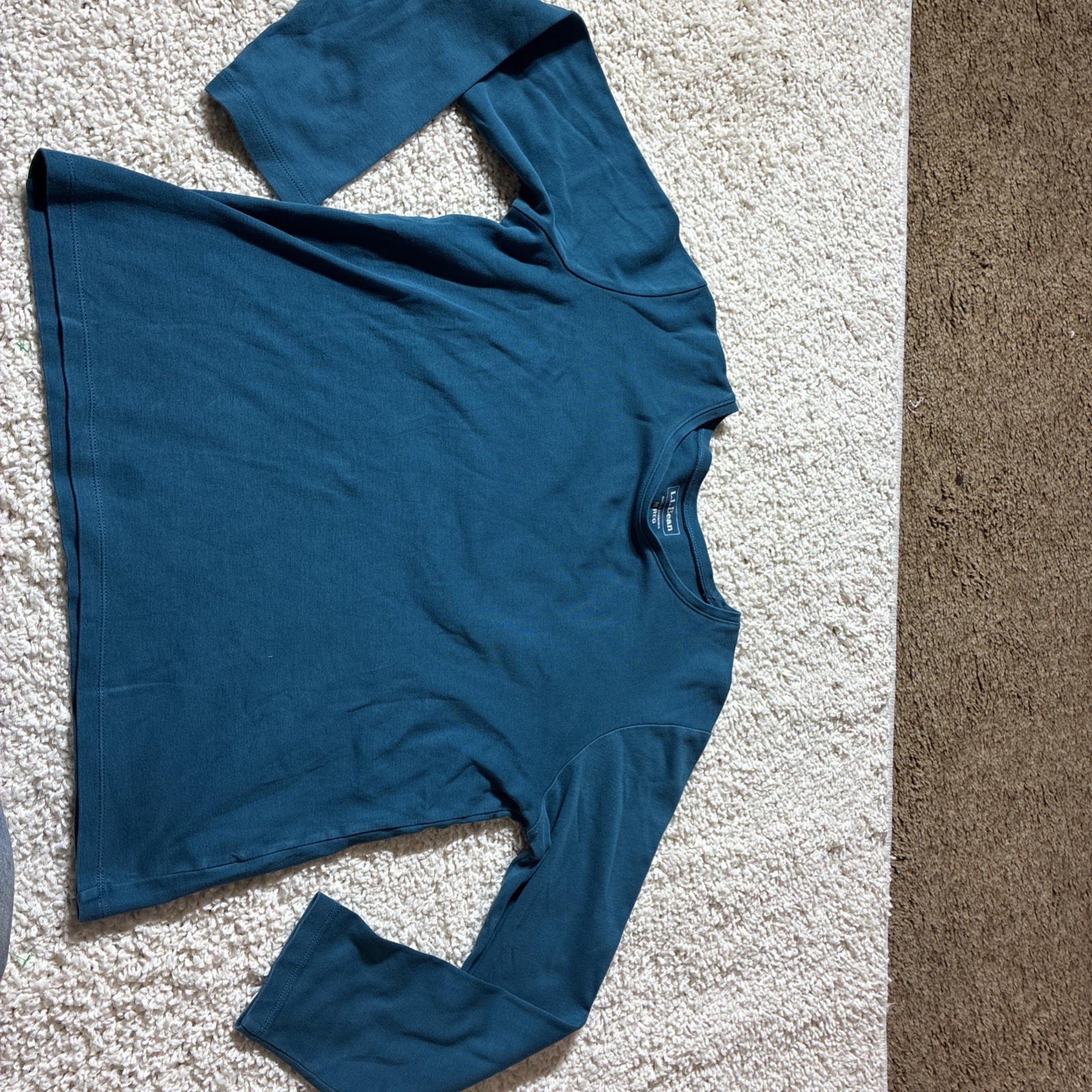 L.L. Bean Pima Cotton Long Sleeve Crew Neck - Teal/Blue, Women\'s, M