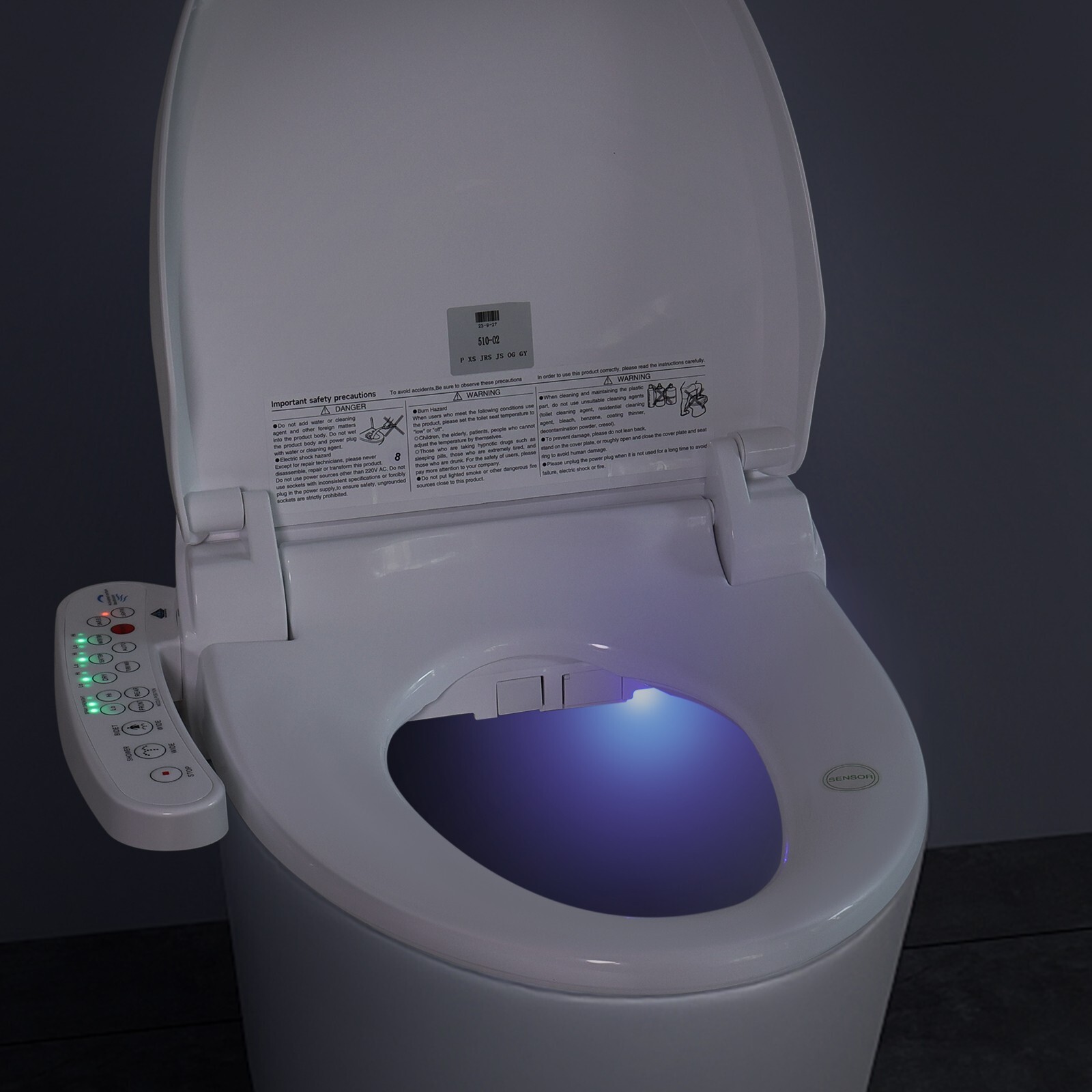 Elongated Smart Toilet Seat Electric Bidet Auto Deodorization Heated Nightlight