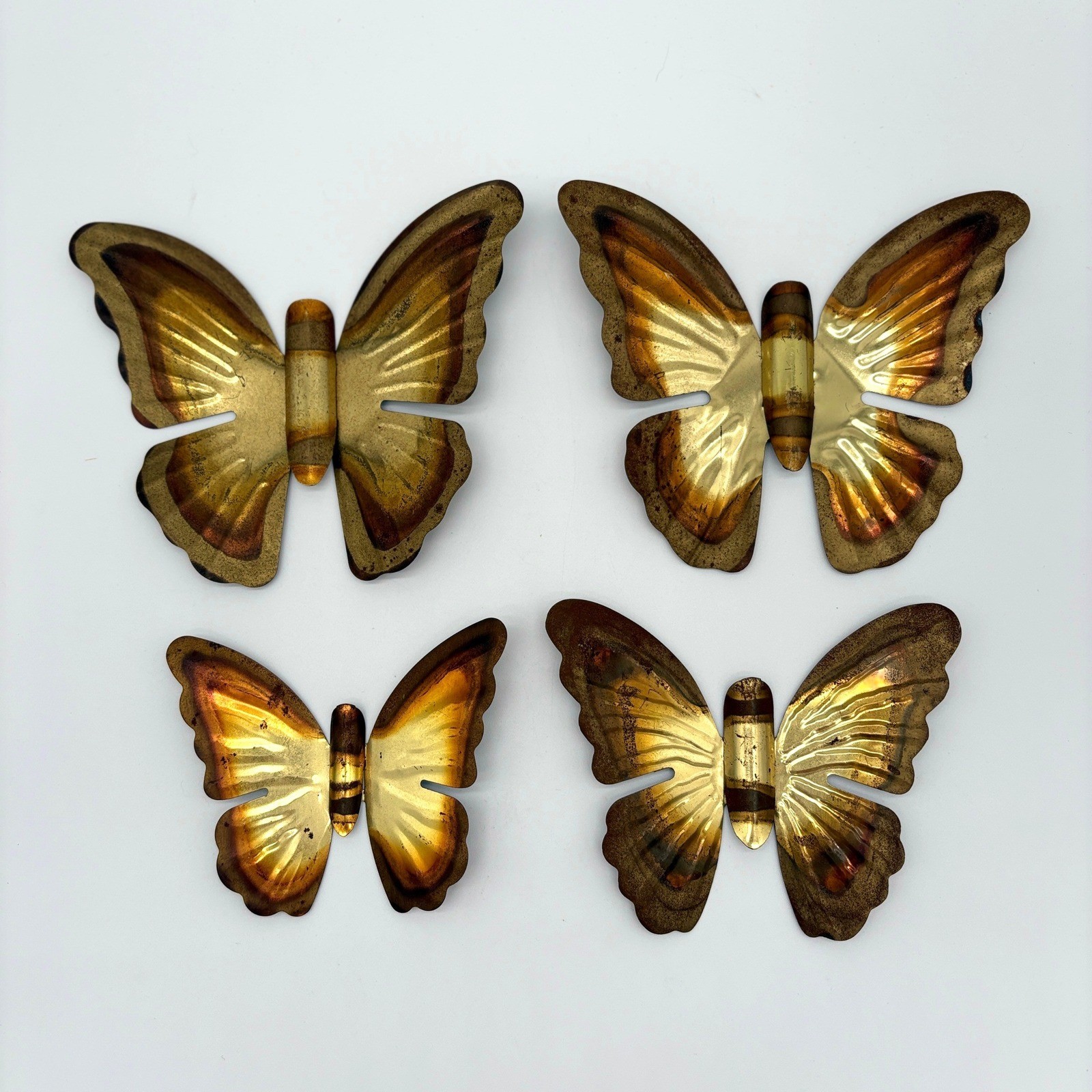 Vintage Metal Butterfly Wall Art Set Mid Century Modern Brass Copper Decor MCM