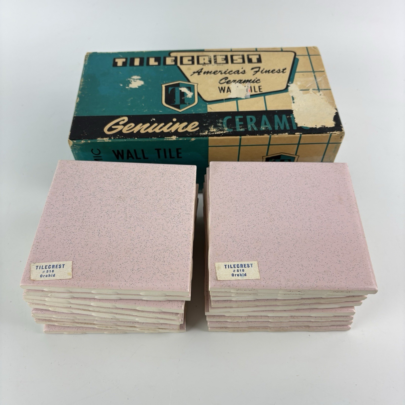 Lot 18 Vtg 1940-50s Ceramic TileCrest Orchid Pink Speckled Square Tile 4 1/4 Lot 18 Vtg 1940-50s Ceramic TileCrest Orchid Pink Speckled Square Tile 4 1/4