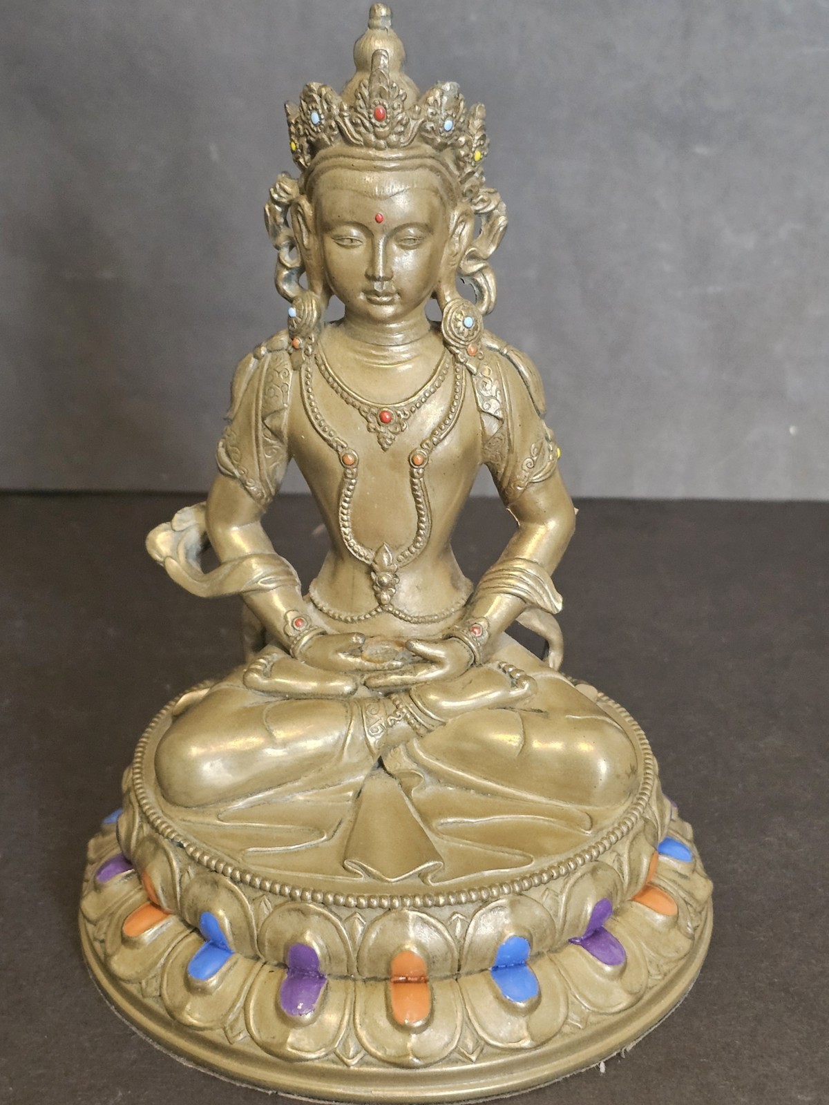 Antique Bronze Tibetan Amitayus Buddha Statue. Stands At 18cm Tall. Early 20th C Antique Bronze Tibetan Amitayus Buddha Statue. Stands At 18cm Tall. Early 20th C