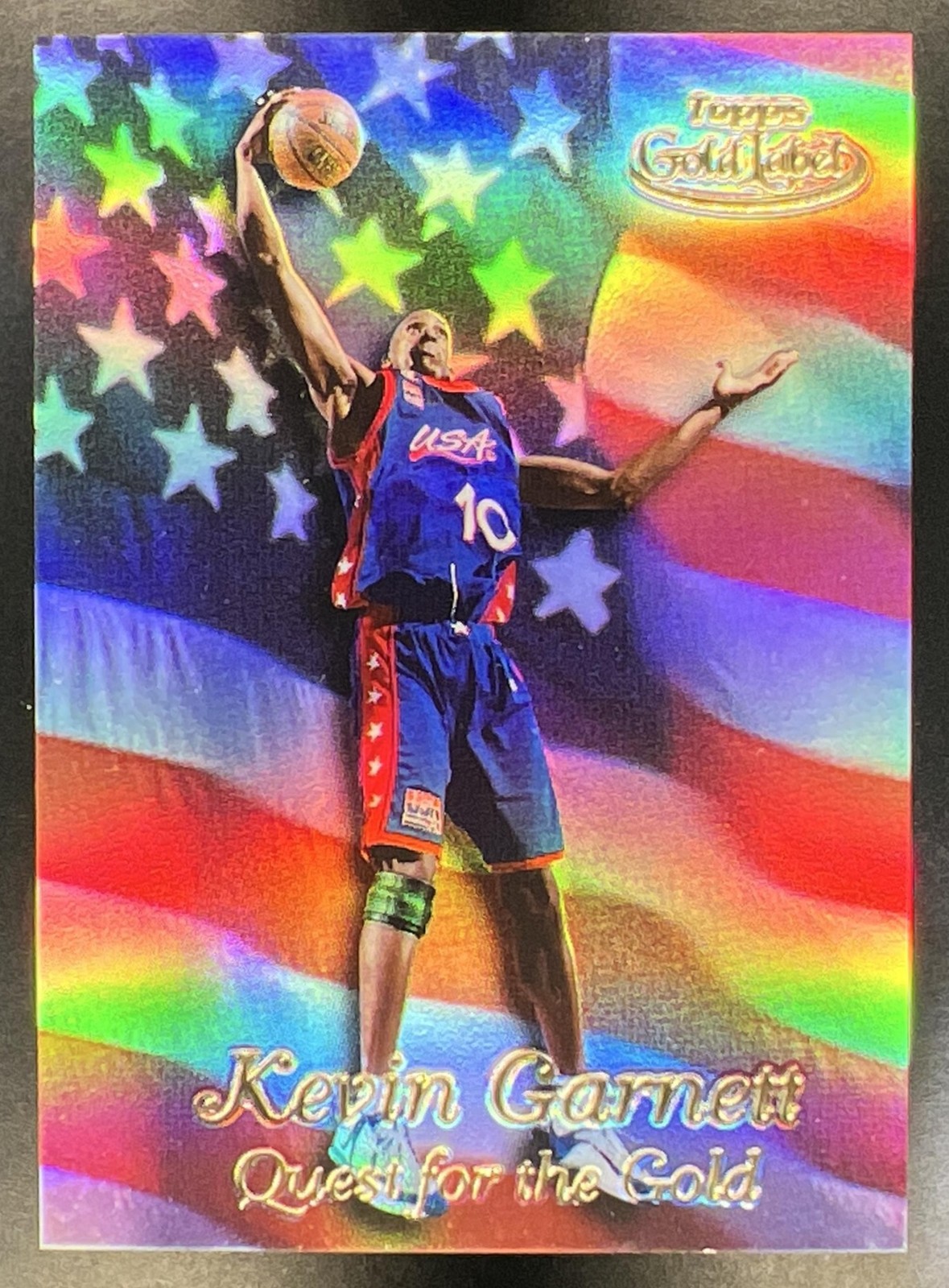 1999-00 Topps Gold Label Kevin Garnett #Q2 Quest for the Gold Team USA KG Insert 1999-00 Topps Gold Label Kevin Garnett #Q2 Quest for the Gold Team USA KG Insert