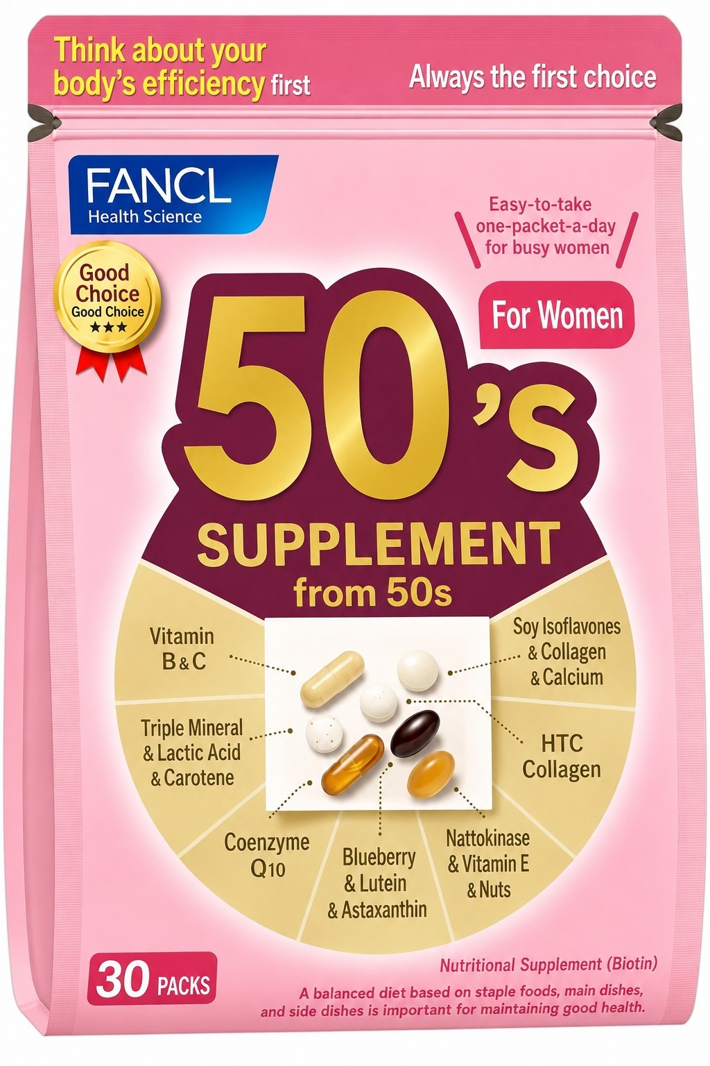 FANCL Supplements for Women in their 50s and Up, 15-30 Day Supply (30 Bags)JAPAN