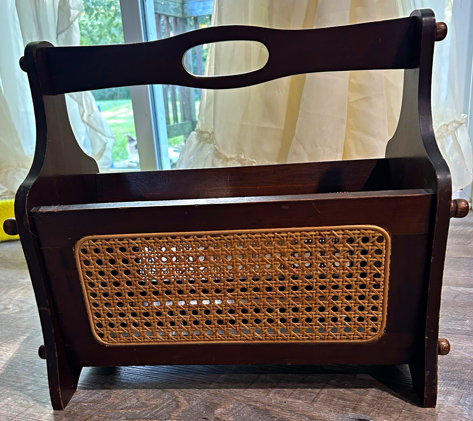 Vintage 1970s MCM Rattan Magazine Rack RARE STYLE Vintage 1970s MCM Rattan Magazine Rack RARE STYLE
