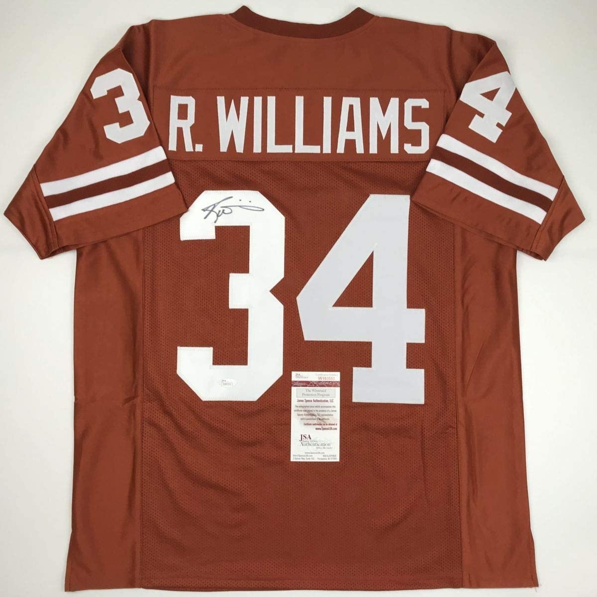 Autographed/Signed Ricky Williams Texas Orange College Jersey JSA COA Autographed/Signed Ricky Williams Texas Orange College Jersey JSA COA
