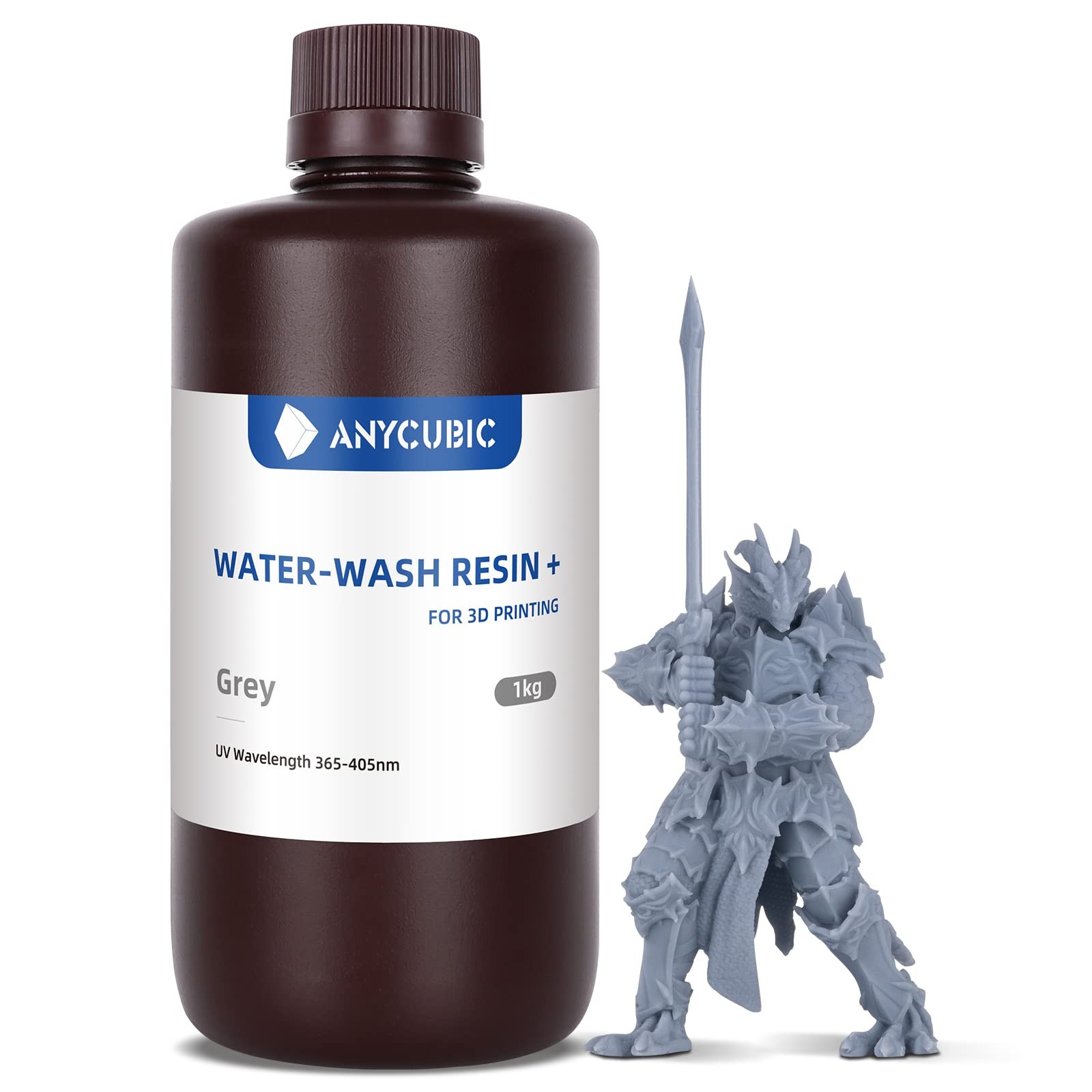 ANYCUBIC Water Washable Resin 2.0, 3D Printer with Low 1000g, Grey 