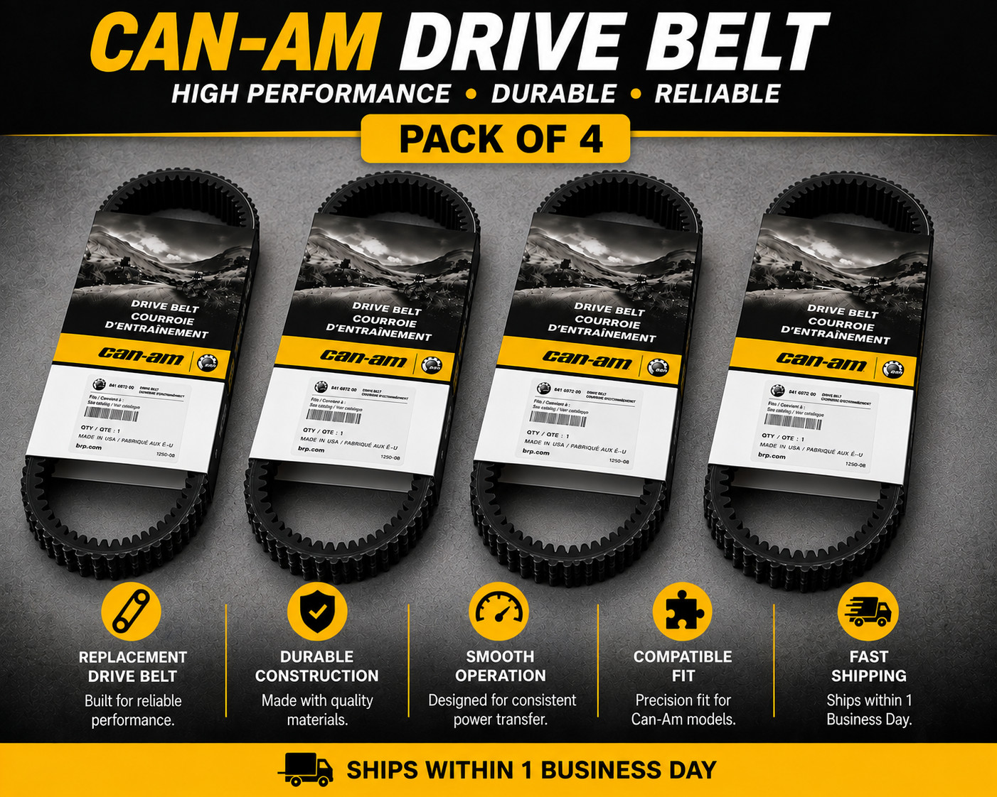 PACK- 4 OEM Genuine Canam BRP Maverick X3 Turbo RR 200HP Belt 422280652 PACK- 4 OEM Genuine Canam BRP Maverick X3 Turbo RR 200HP Belt 422280652