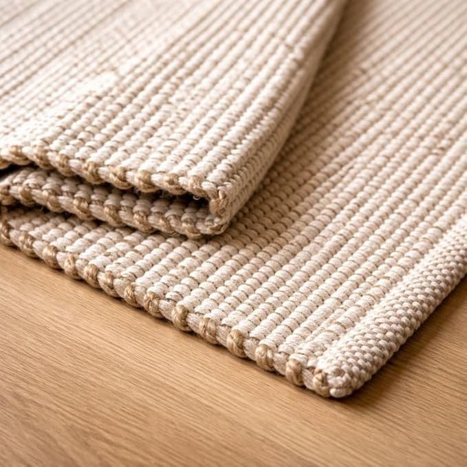Jute Cotton Hand Woven Natural Farmhouse Area Rug for Living Room, 8' x 10'