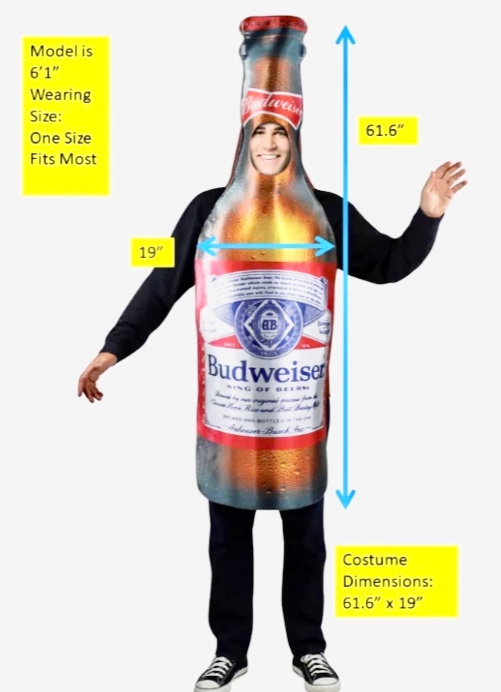 Rasta Imposta Budweiser Beer Bottle Halloween Costume Adults One Size NEW SEALED Rasta Imposta Budweiser Beer Bottle Halloween Costume Adults One Size NEW SEALED