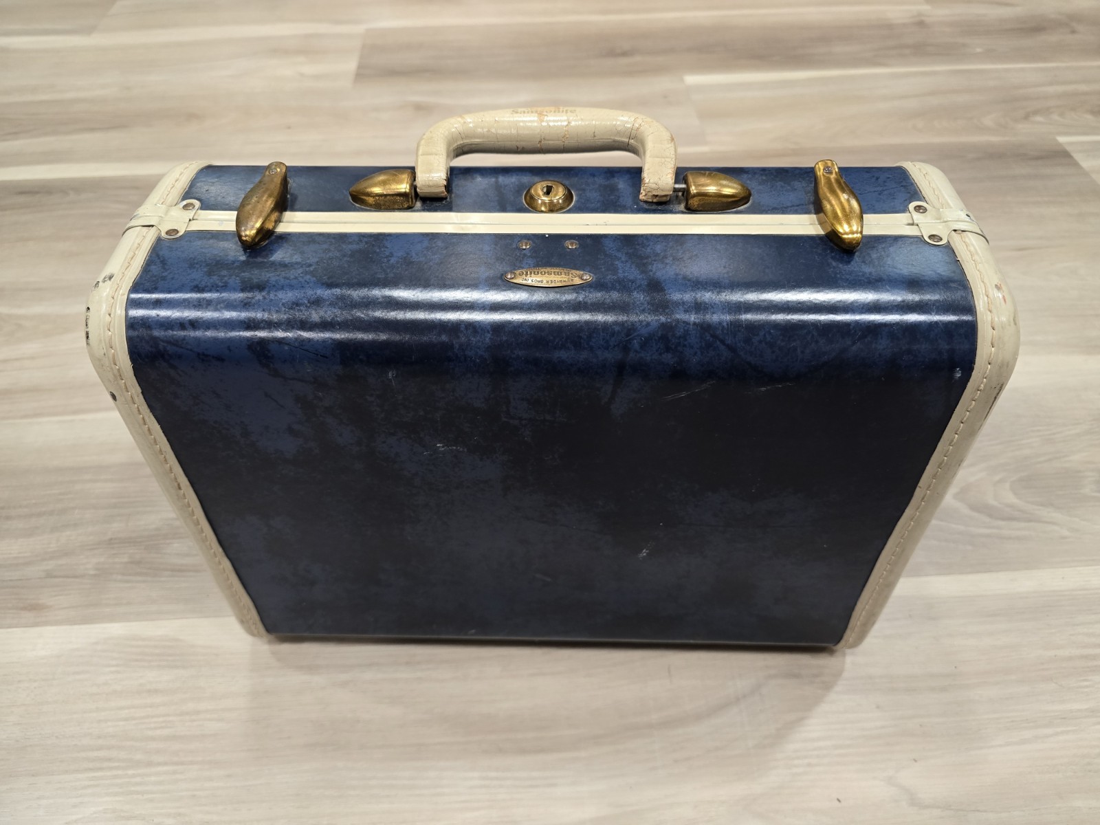 Vintage 1950s Samsonite Scwayder Bros Luggage Train Case Marbled Blue USA Vintage 1950s Samsonite Scwayder Bros Luggage Train Case Marbled Blue USA