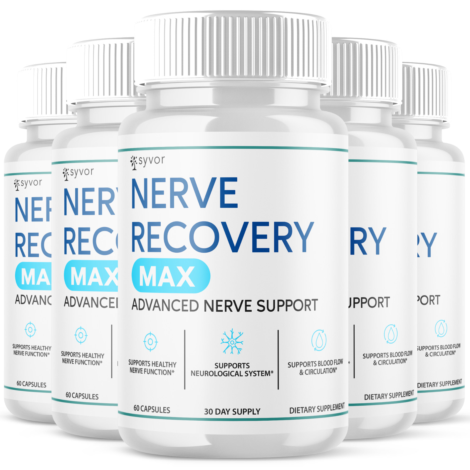 (5 Pack) Nerve Recovery Max Nootropic Formula All Natural Supplement 300 Capsule