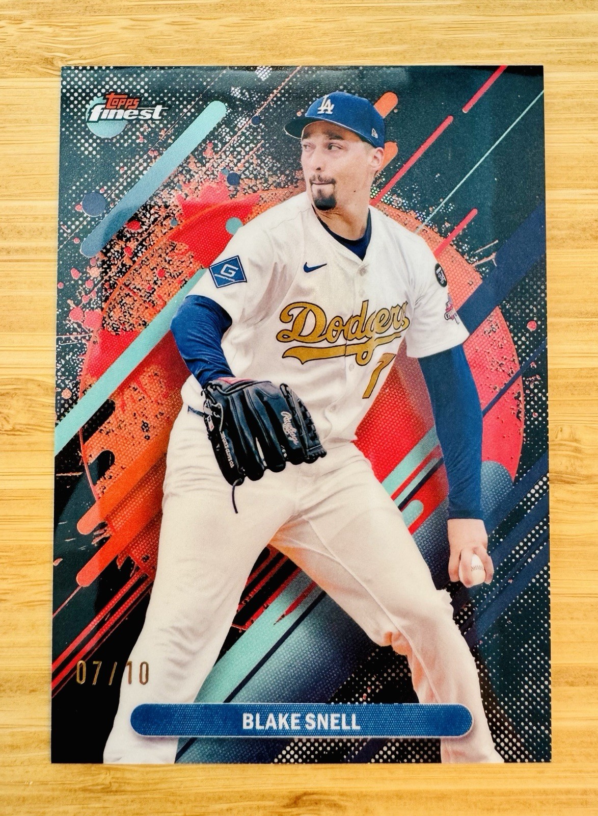 2025 Topps Finest Blake Snell #219 Rare Black 7/10 Jersey Number Match