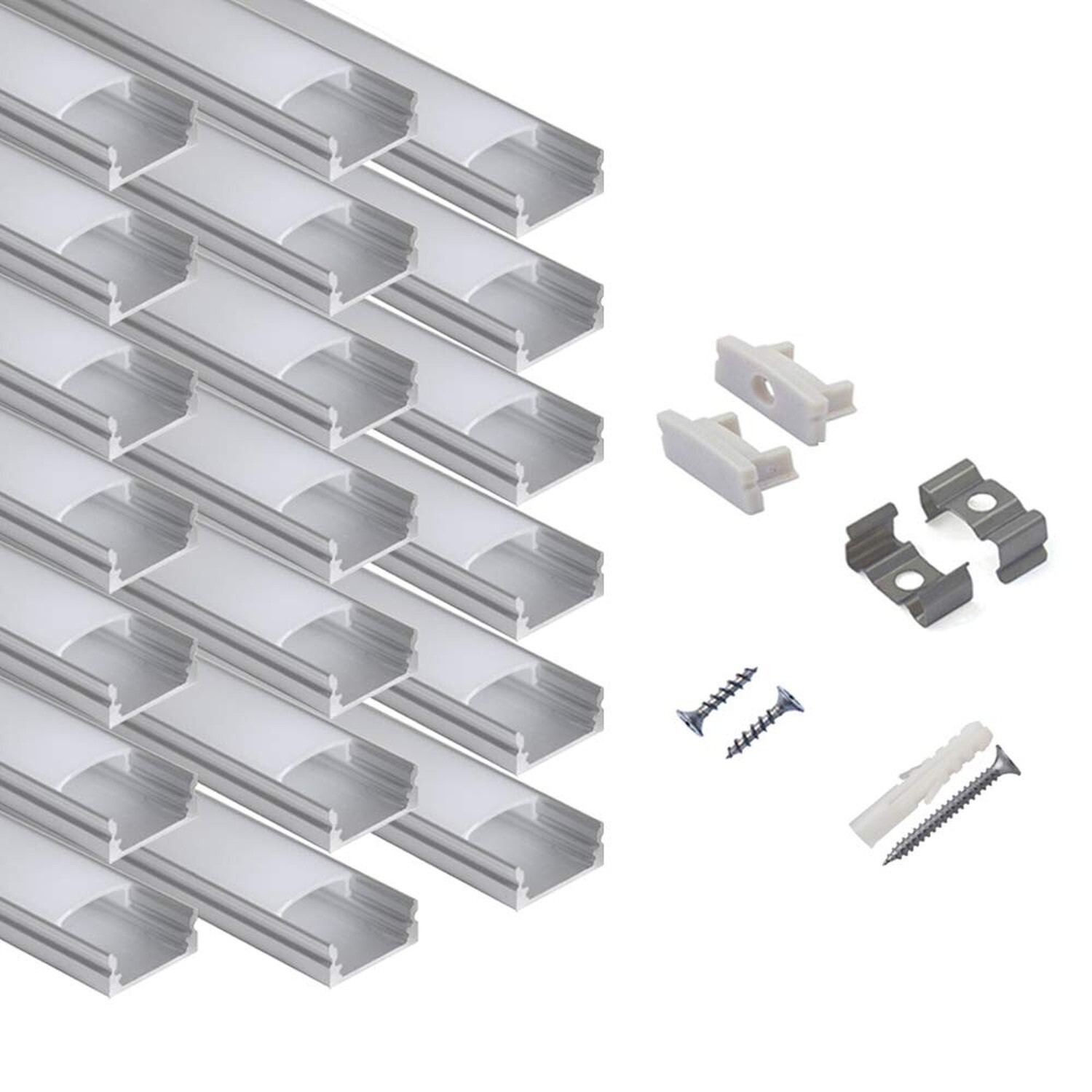 20-Pack 6.6ft/ 2Meter U Shape LED Aluminum Channel System with Milky Cover, E... 20-Pack 6.6ft/ 2Meter U Shape LED Aluminum Channel System with Milky Cover, E...