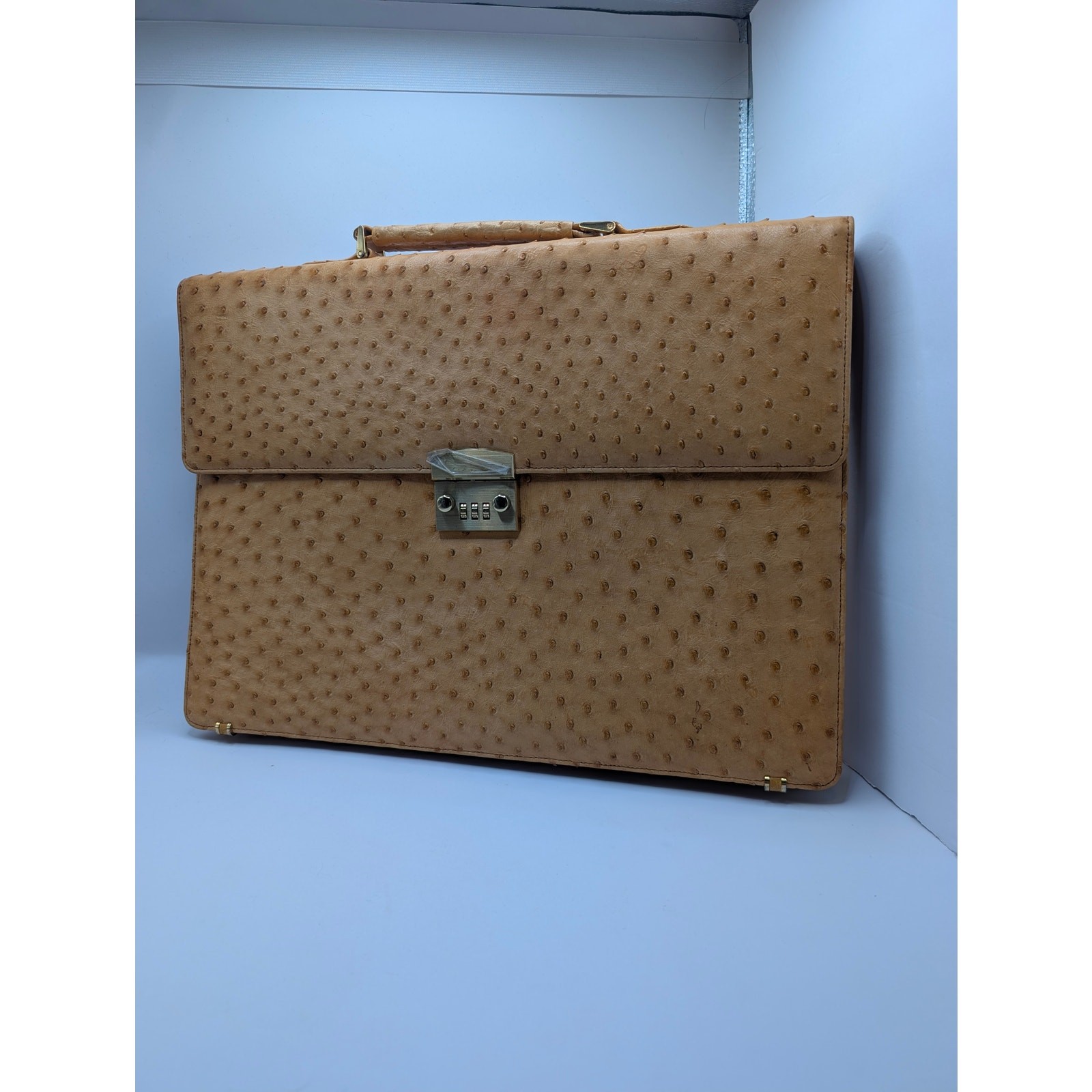 Authentic Vintage Garay Real Ostrich Leather Briefcase