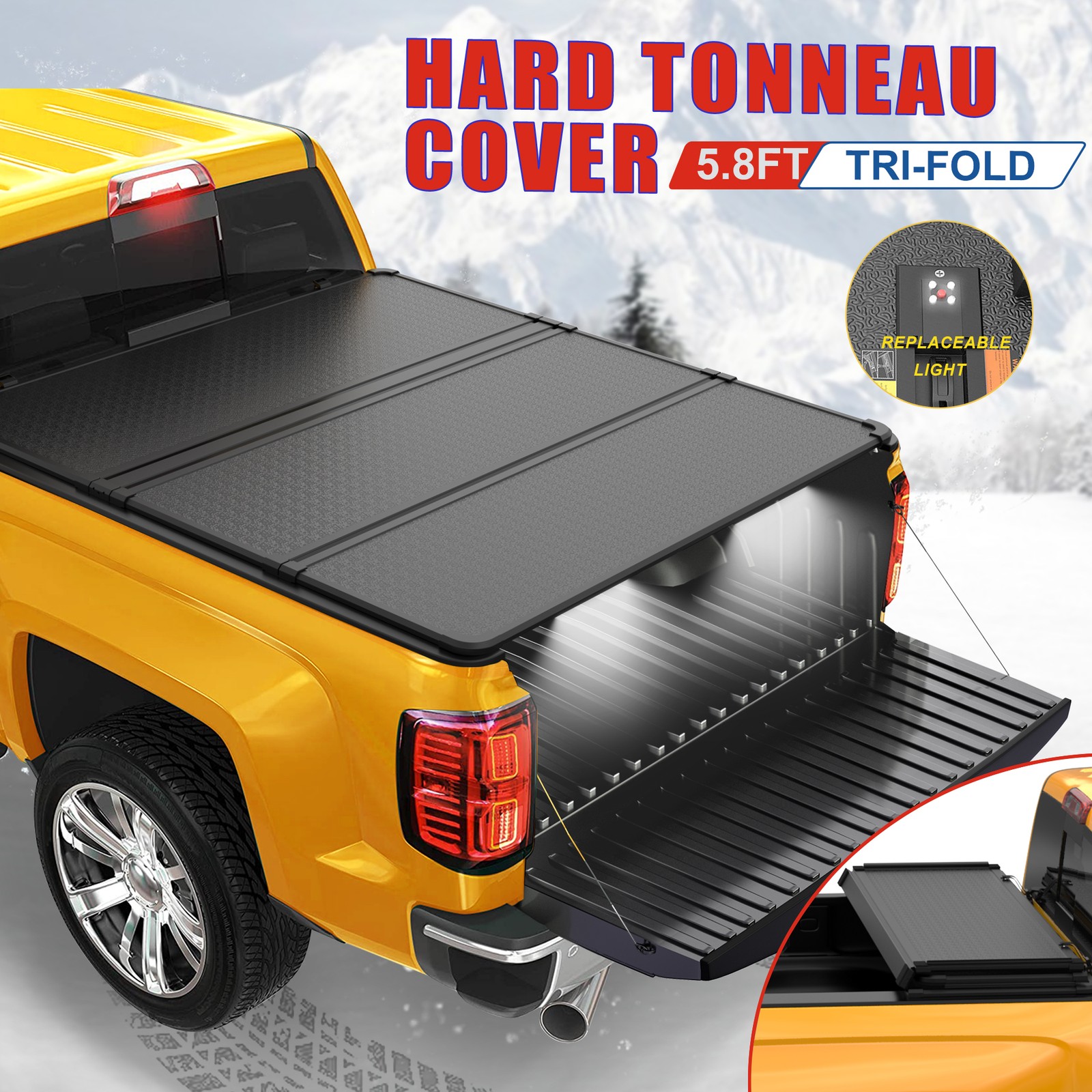 5.7ft 5.8ft Hard Tonneau Cover For 2009-2026 Ram 1500 Truck Bed Tri-Fold w/LED 5.7ft 5.8ft Hard Tonneau Cover For 2009-2026 Ram 1500 Truck Bed Tri-Fold w/LED