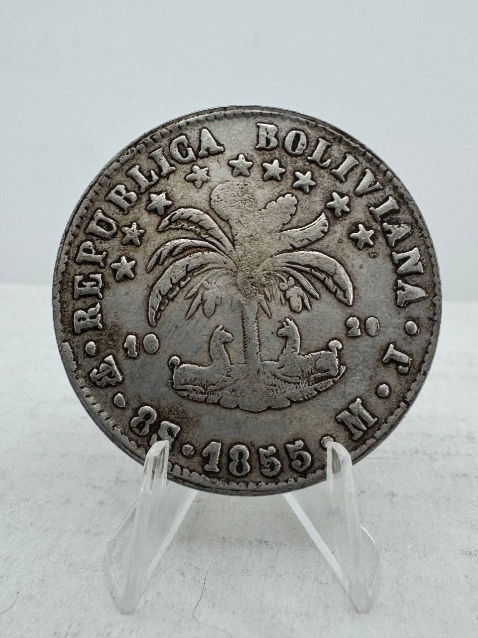 Boliviana Coin 8 sol 1855 M.T. Boliviana Coin 8 sol 1855 M.T.