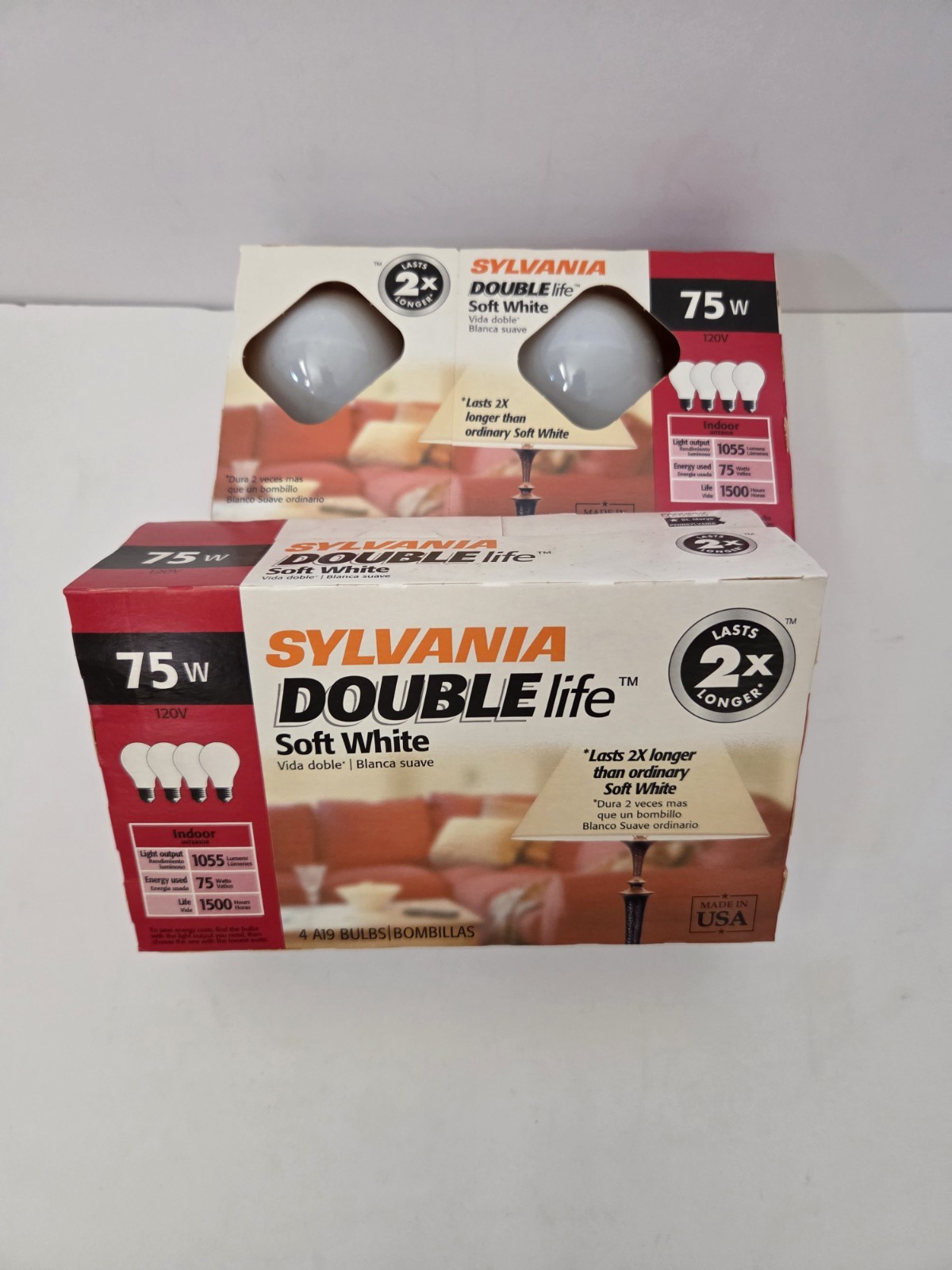 8 Pack Sylvania 75W Soft White Double Life A19 Light Bulbs New Sealed 8 Pack Sylvania 75W Soft White Double Life A19 Light Bulbs New Sealed