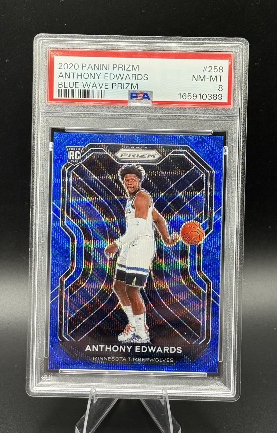 Panini 2020-21 Prizm Anthony Edwards RC #258 Blue Wave Prizm PSA 8 Panini 2020-21 Prizm Anthony Edwards RC #258 Blue Wave Prizm PSA 8