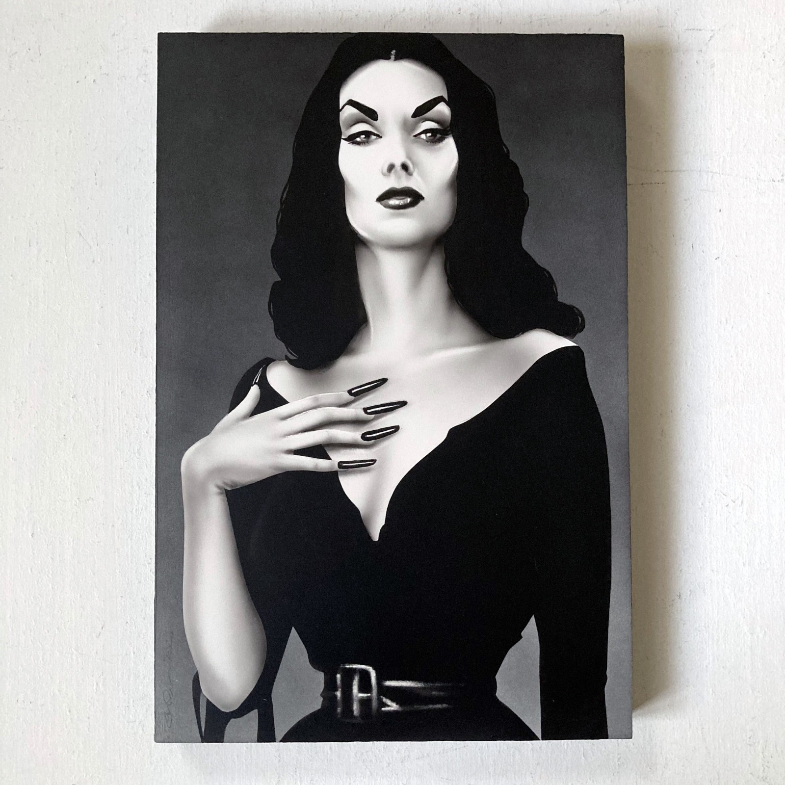 Vampira 8x12 Original Painting Airbrush Maila Nurmi Horror Movies Spooky