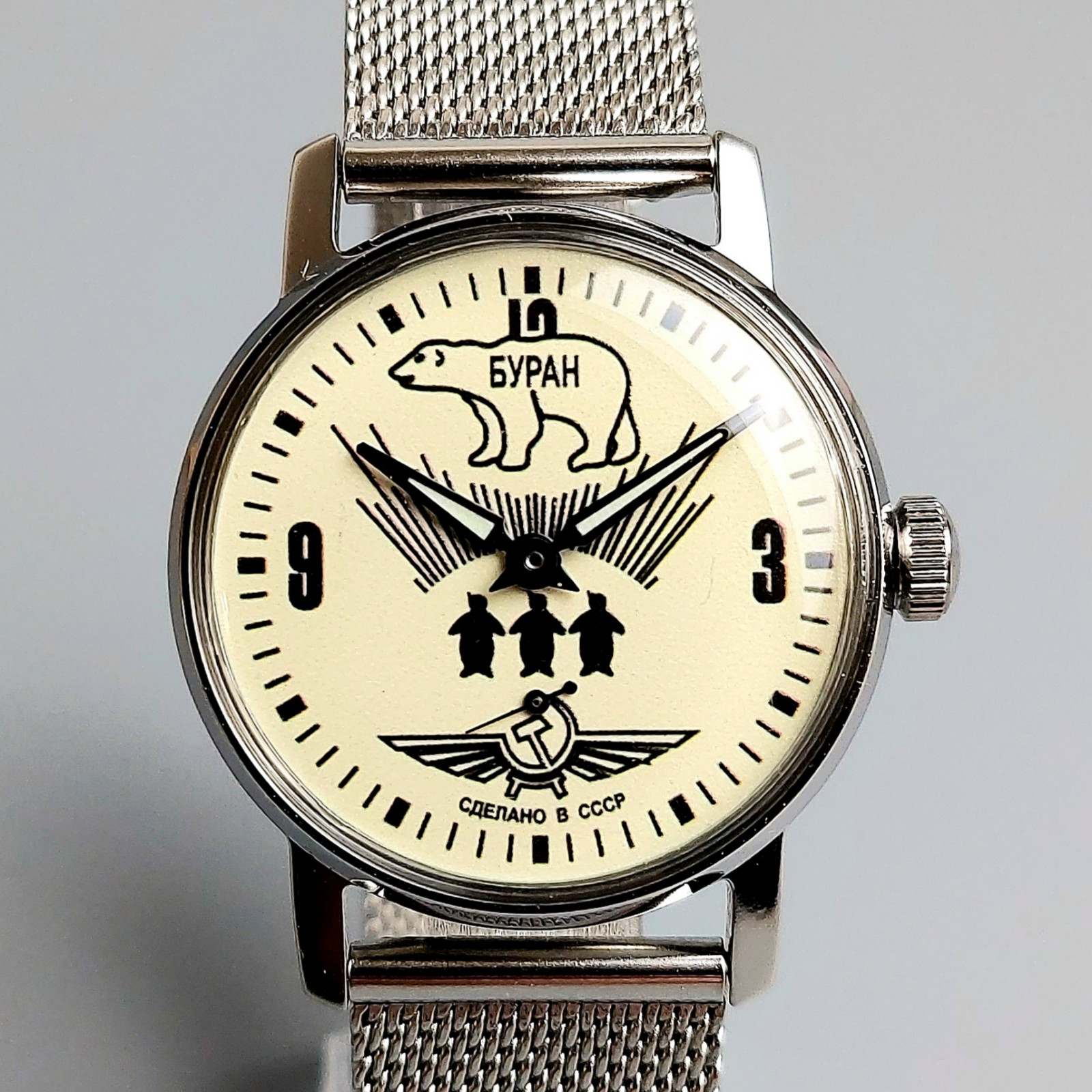 Rare Soviet Pobeda Buran Watch Vintage Mechanical Men's Wristwatch Serviced