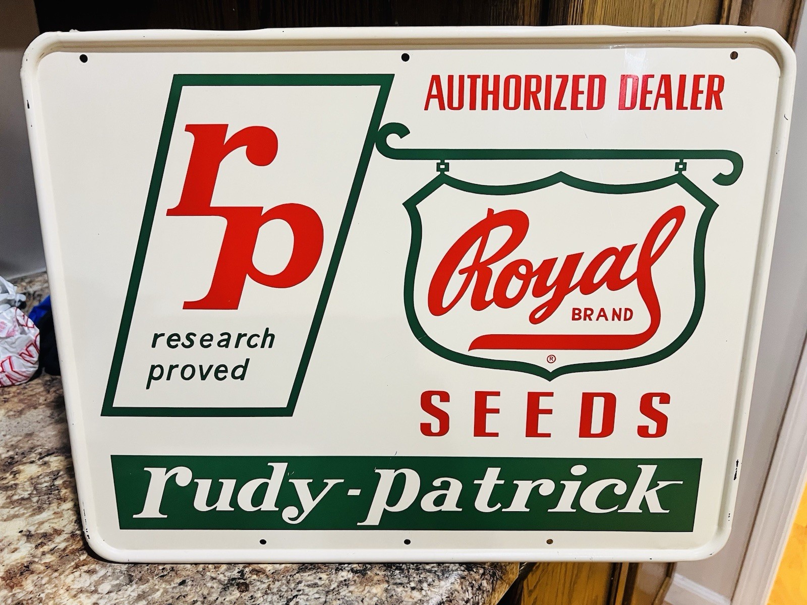 1960s Royal Brand Seeds Rudy Patrick Farm Agriculture Metal Sign Rare Mint 1960s Royal Brand Seeds Rudy Patrick Farm Agriculture Metal Sign Rare Mint