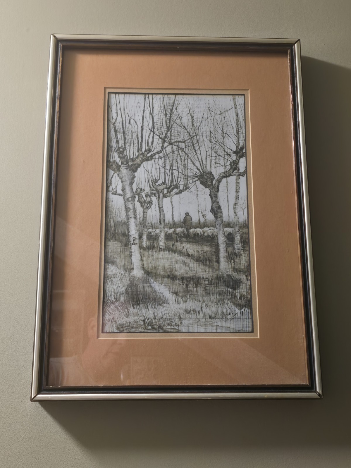 Vintage-Vincent Van Gogh Offset Lithograph Pollard Birches and Shepherd Vintage-Vincent Van Gogh Offset Lithograph Pollard Birches and Shepherd