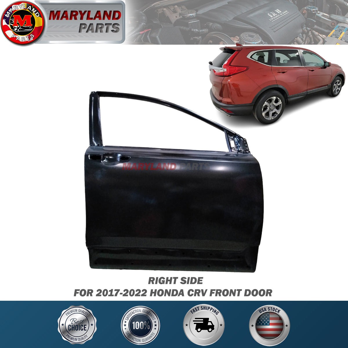 For 2017-2022 Honda CRV Right Front Door Passenger Side RH For 2017-2022 Honda CRV Right Front Door Passenger Side RH