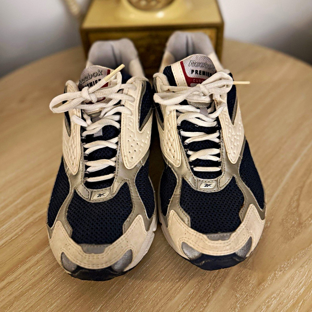 Reebok Premier Cushion Men\'s Running Shoes Lace Up White/Navy/Red US 9.5 Reebok Premier Cushion Men\'s Running Shoes Lace Up White/Navy/Red US 9.5