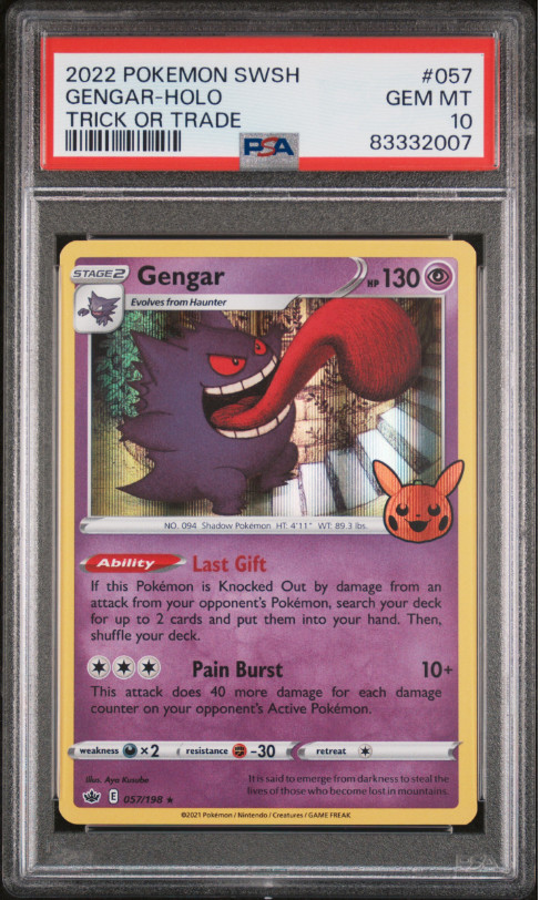2021 POKEMON SWORD&SHIELD CHILLING REIGN 057 GENGAR-HOLO TRICK OR TRADE PSA 10🔥