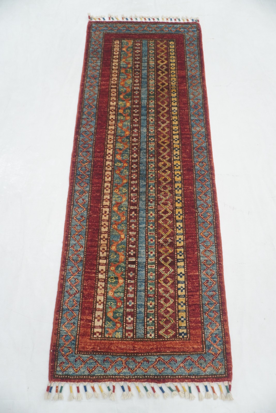2x5 ft Red Turkish Shawl Hand knotted Narrow Short Runner Rug 2x5 ft Red Turkish Shawl Hand knotted Narrow Short Runner Rug