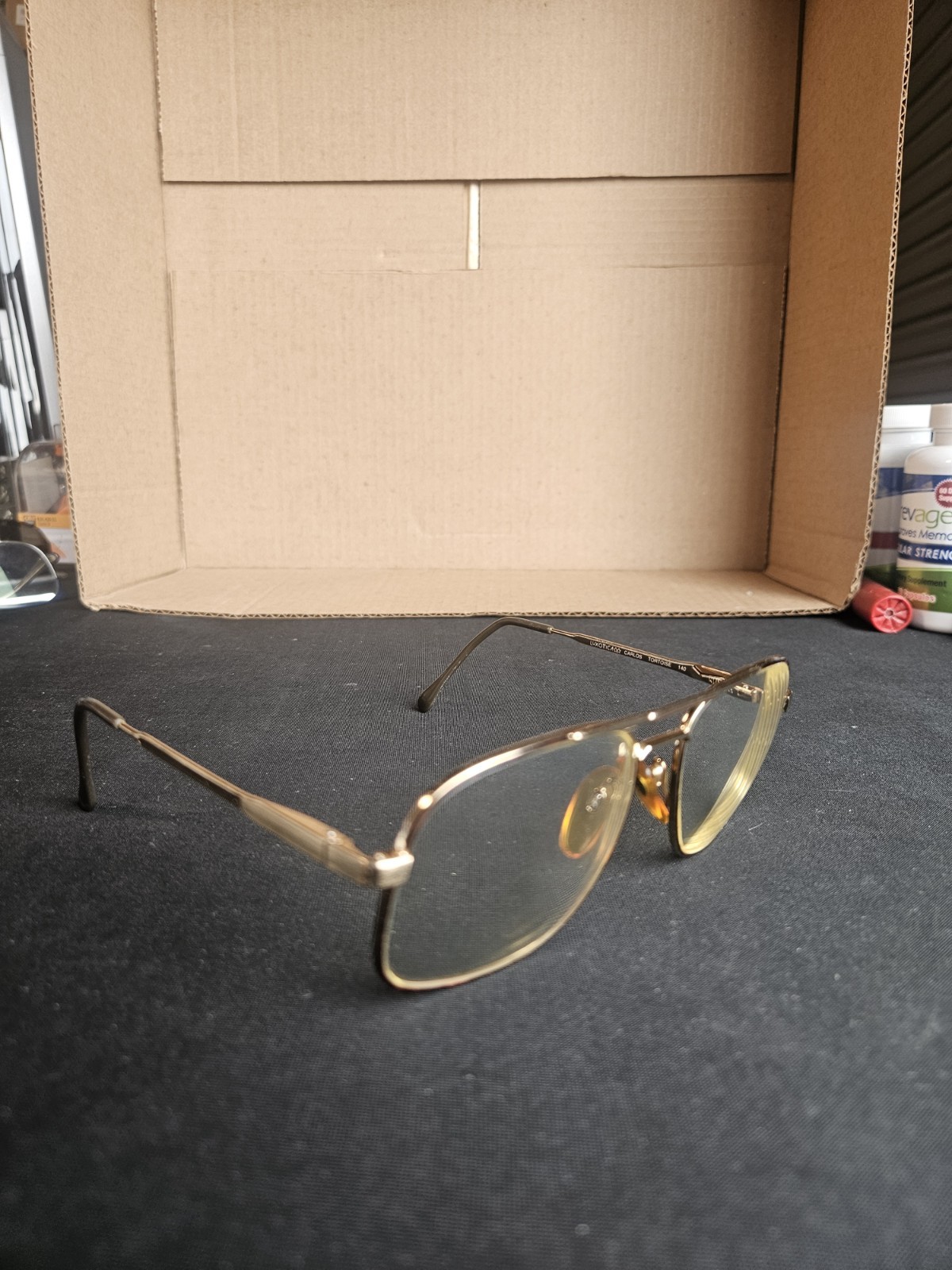 Luxottica Carlos Vintage Eyeglasses 56-16-140 Gold Tortoise Aviator Frame Italy