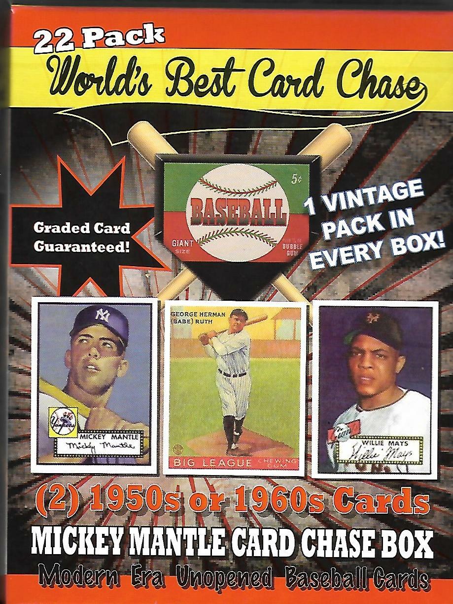 1952 SEALED  MANTLE CARD CHASE BOX-22+VINTAGE PACK +GRADED CARD +2 CARDS 1950/60