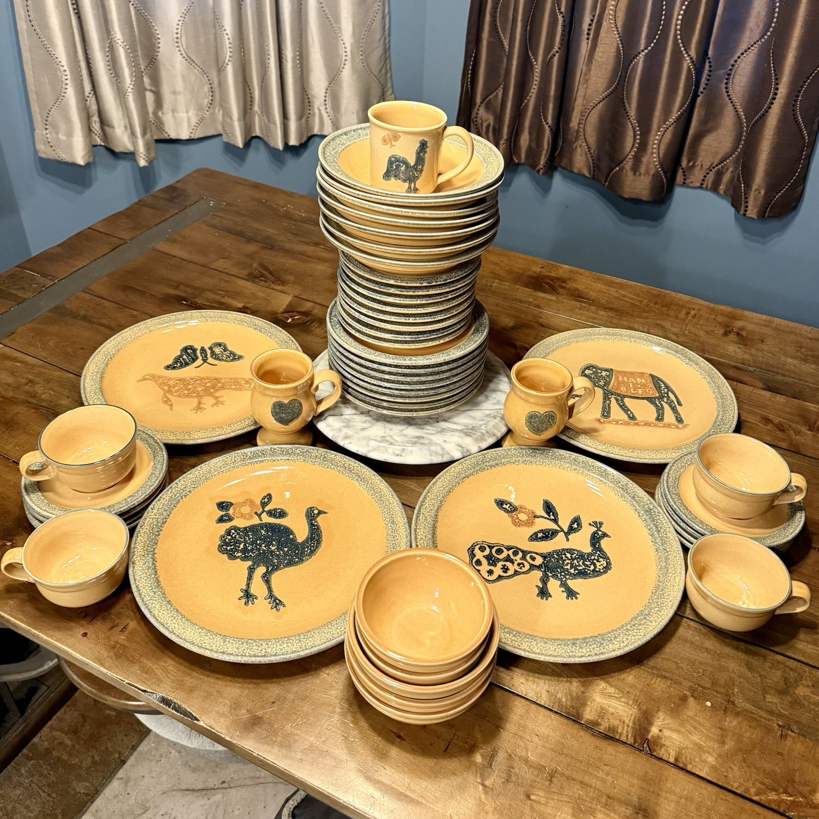 47pc VTG 80s Pfaltzgraft America M.A.F.A. Stoneware Dinner Service Dish Set