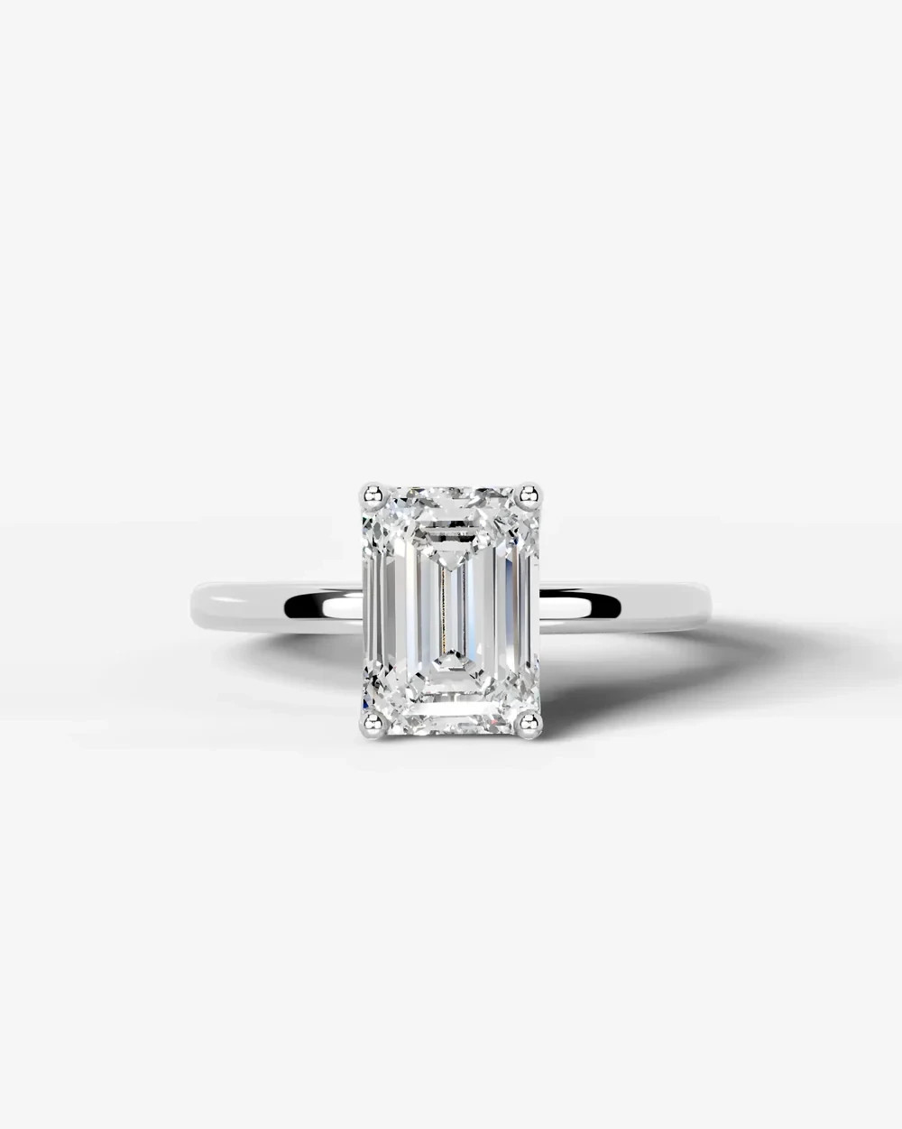 2 ct. Engagement Ring with Emerald Shape Lab-grown Diamond  in 14k White Gold