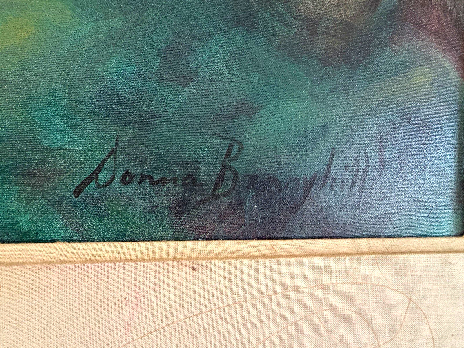 Donna B Brownfield Impressionist Portrait Woman & Cat Canvas, Large, Framed